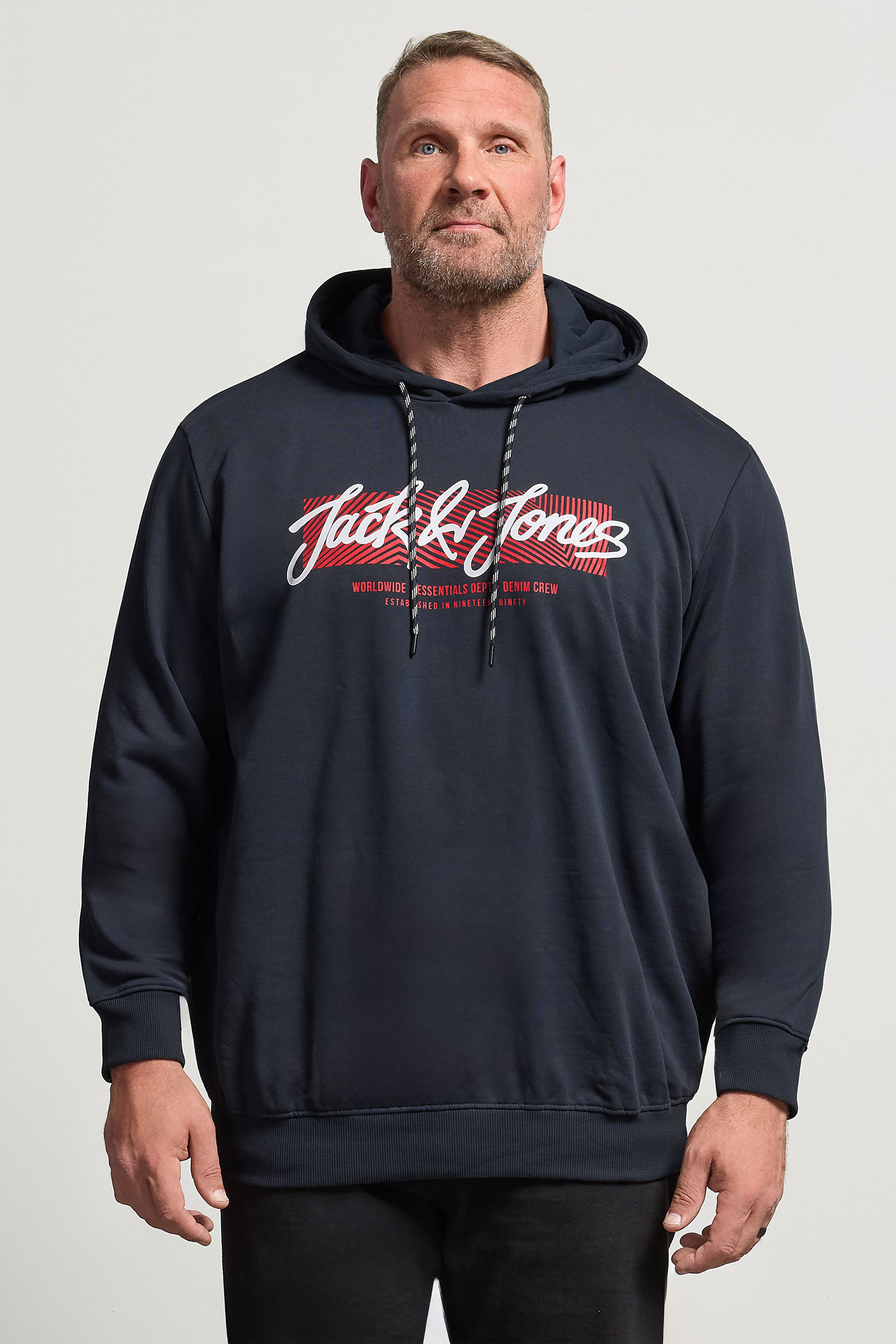 JACK & JONES Big & Tall Navy Blue Hoodie | BadRhino 3