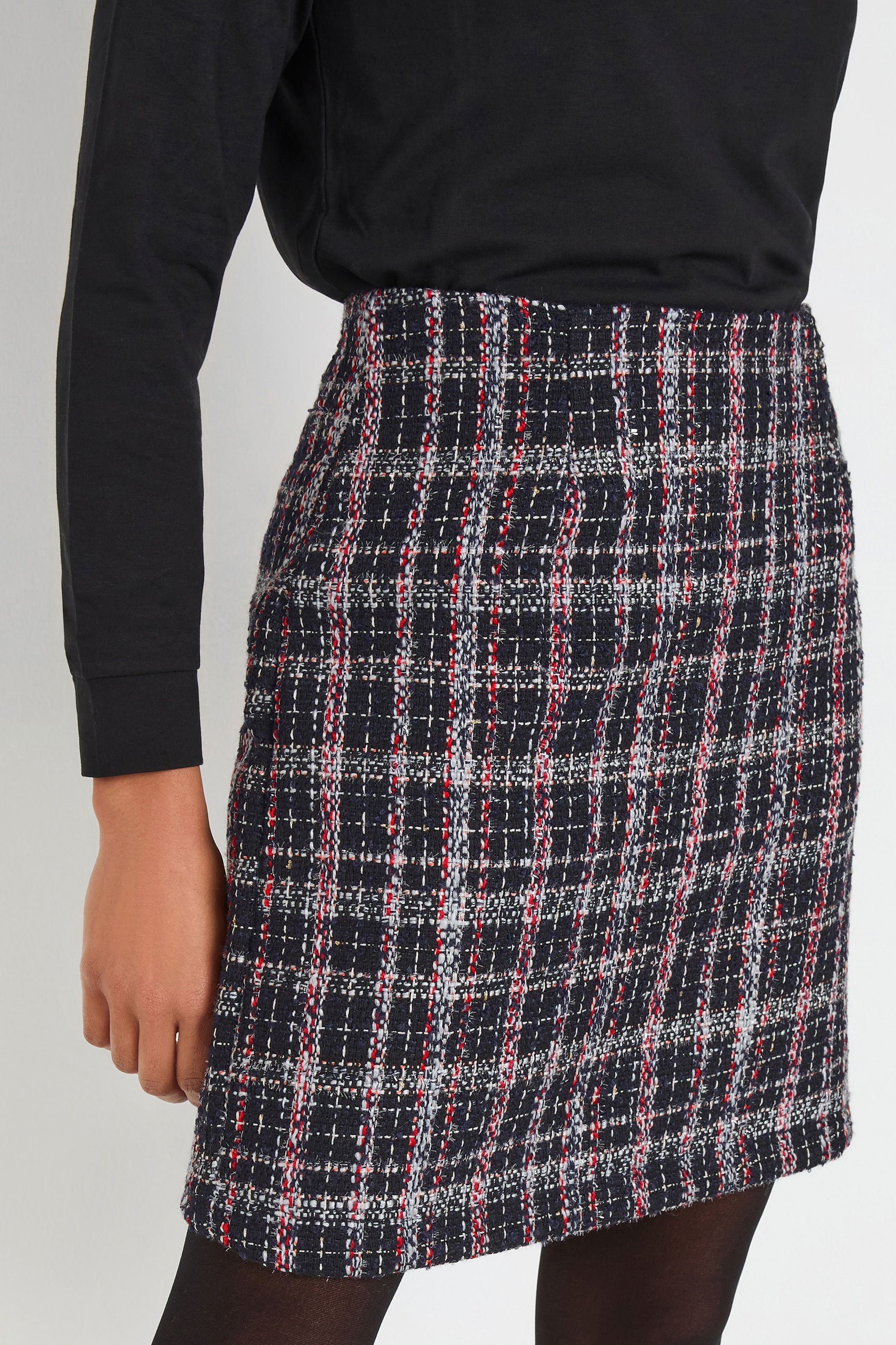 M&Co Black & Red Boucle Mini Skirt | M&Co 4