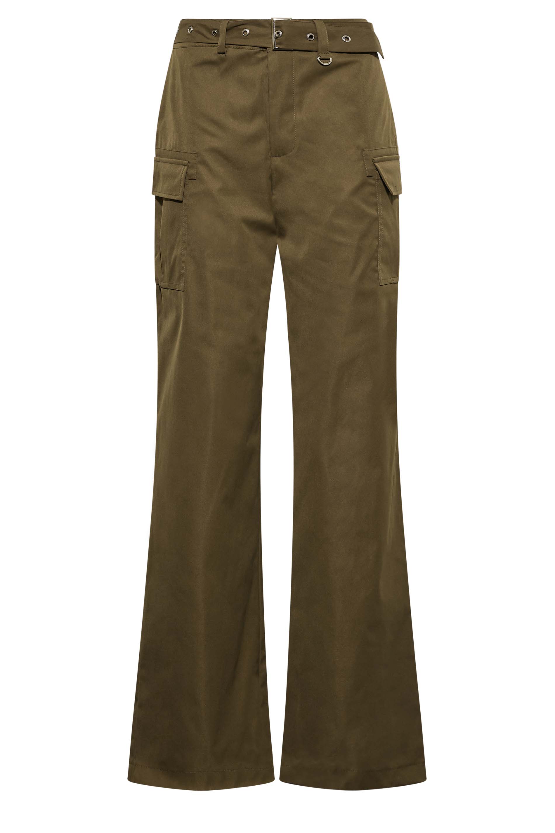 LTS Tall Khaki Green Belted Wide Leg Cargo Trousers | Long Tall Sally 5