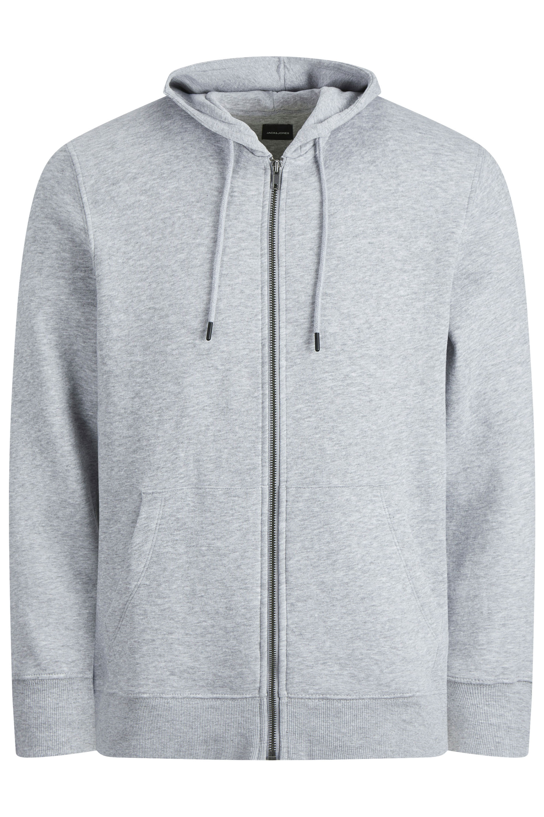 JACK & JONES Big & Tall Grey Zip Through Hoodie | BadRhino 1