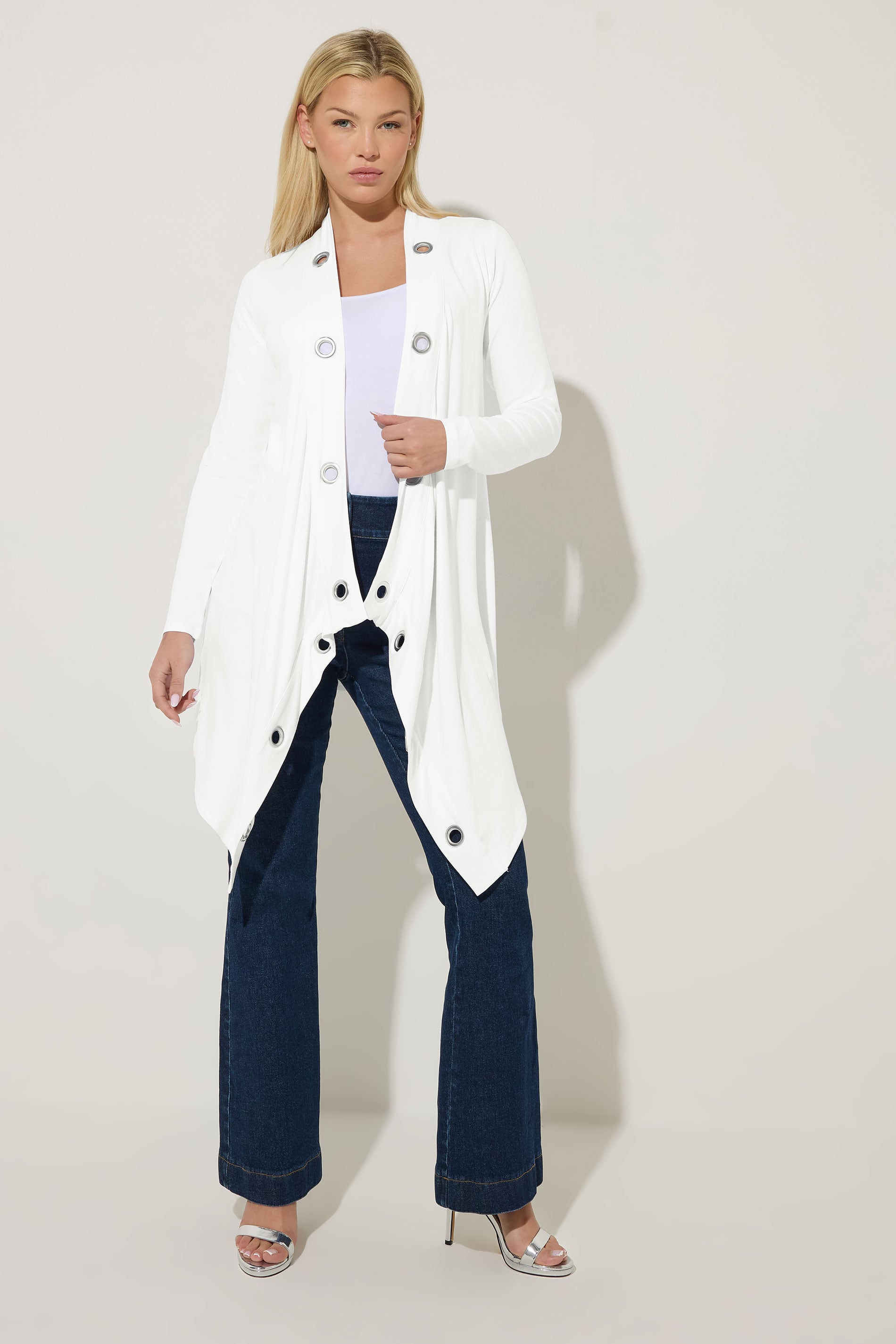 STAR White Eyelet Detail Waterfall Cardigan | StarByJM 1