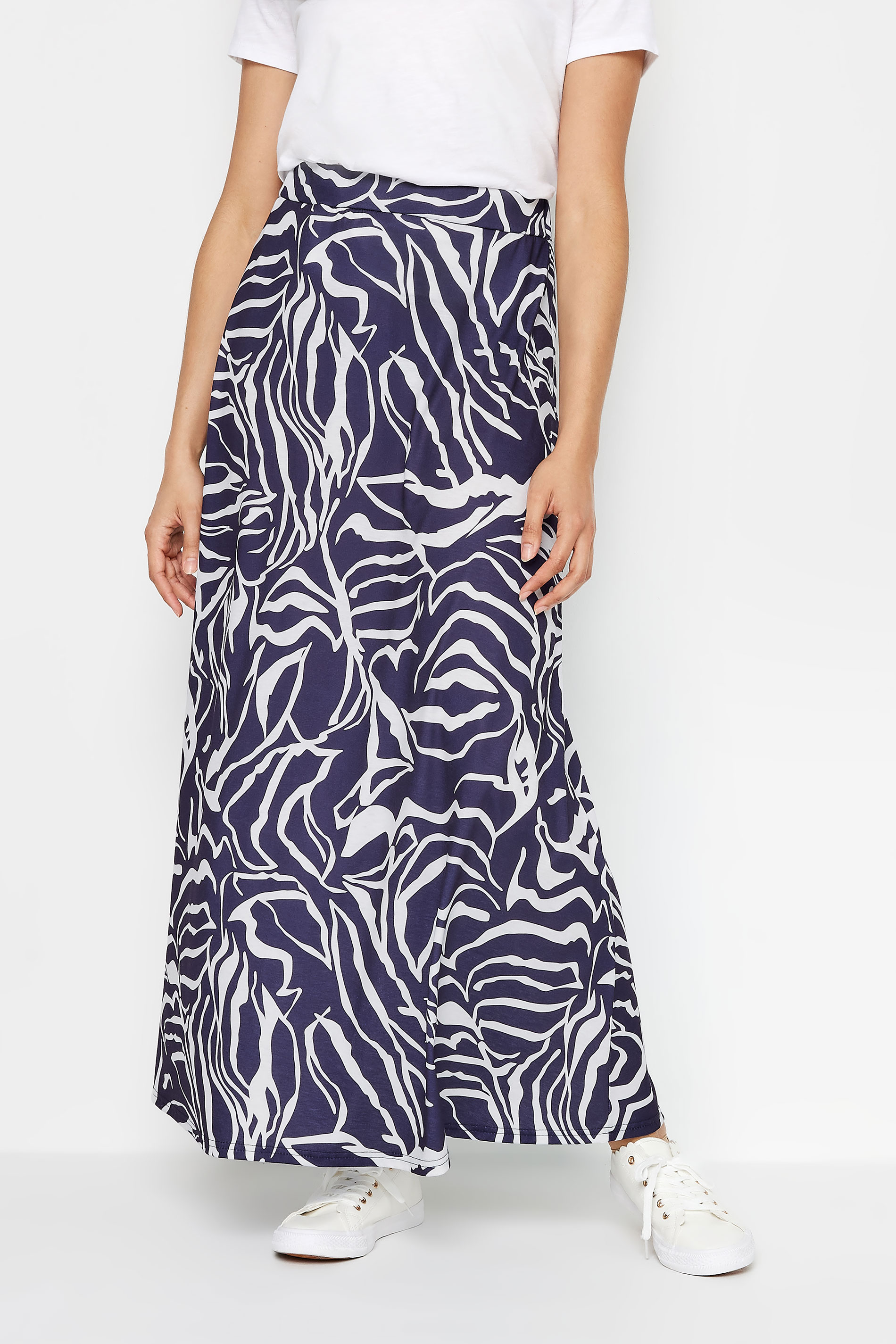 M&Co Navy Blue Abstract Print Maxi Skirt | M&Co 1