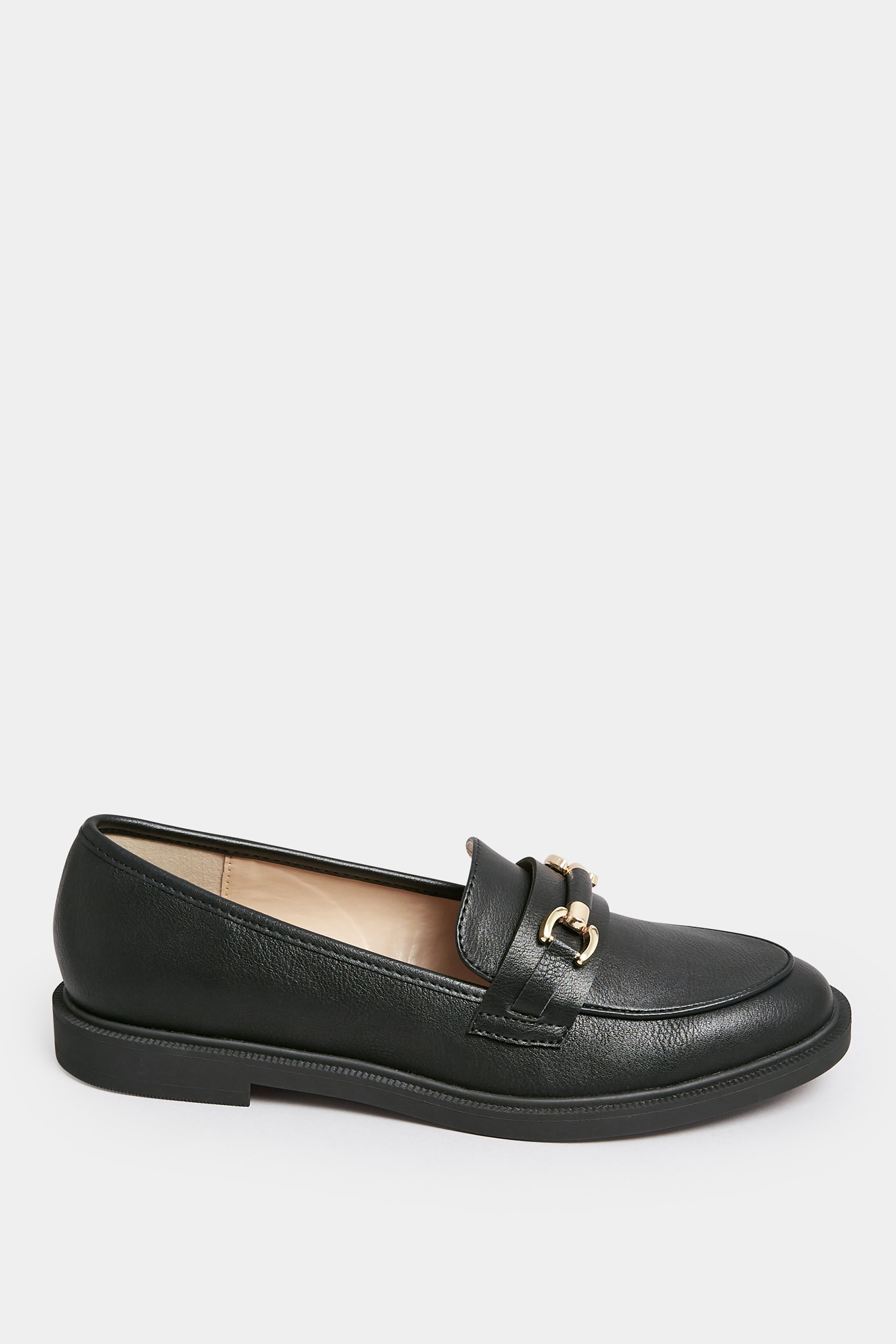 Black PU Chain Detail Loafer In Wide E Fit & Extra Wide EEE Fit | Yours Clothing 3