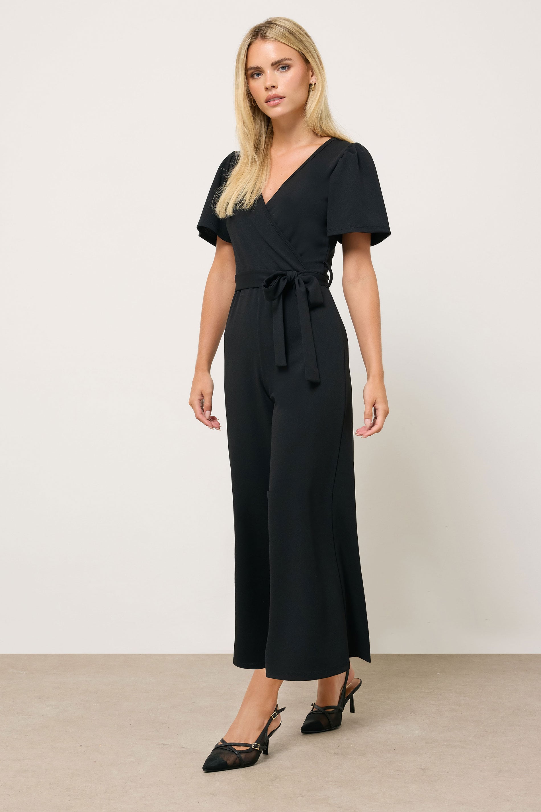 M&Co Petite Black Cropped Jumpsuit | M&Co 1