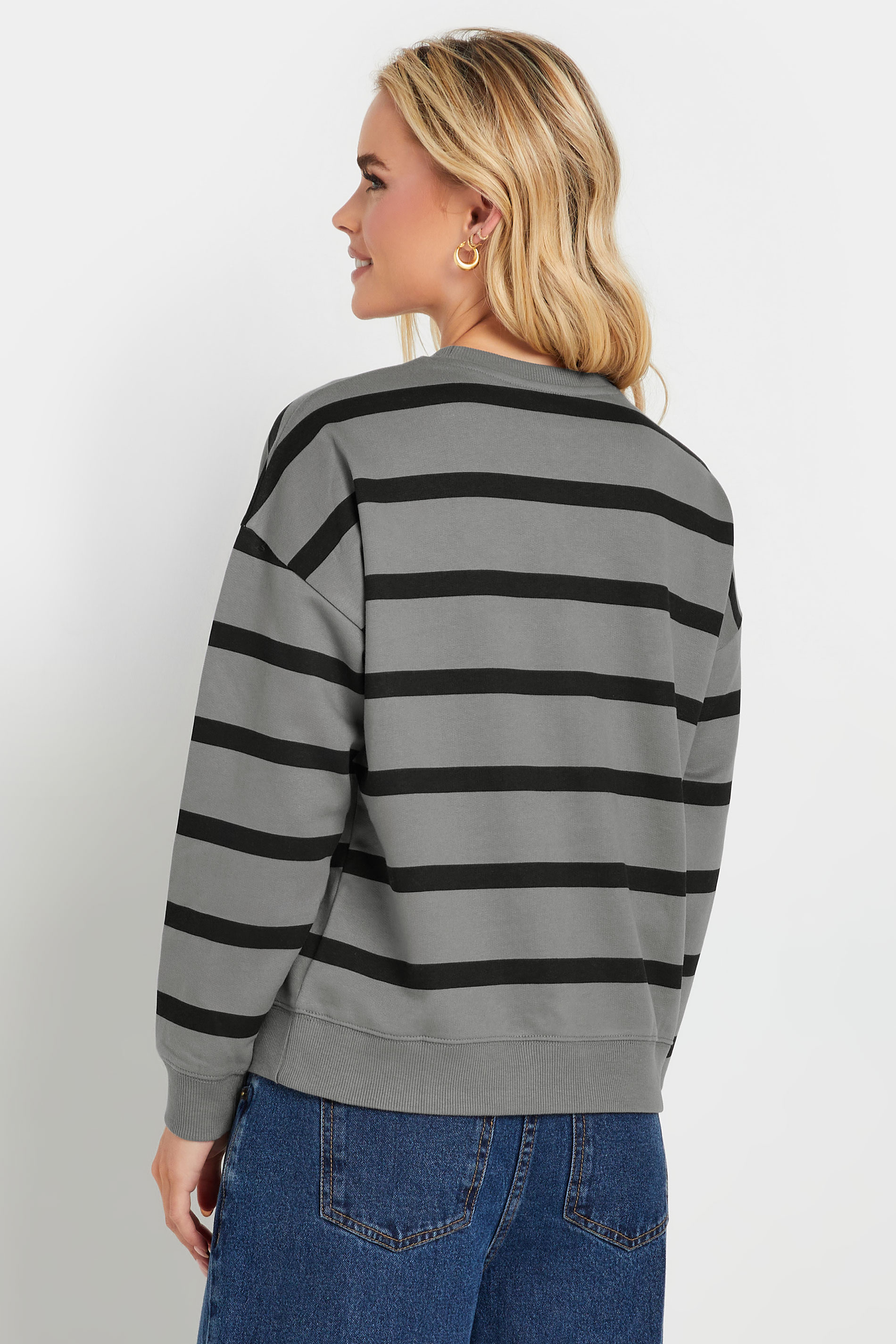 PixieGirl Petite Women's Charcoal Grey Stripe Sweatshirt | PixieGirl 2