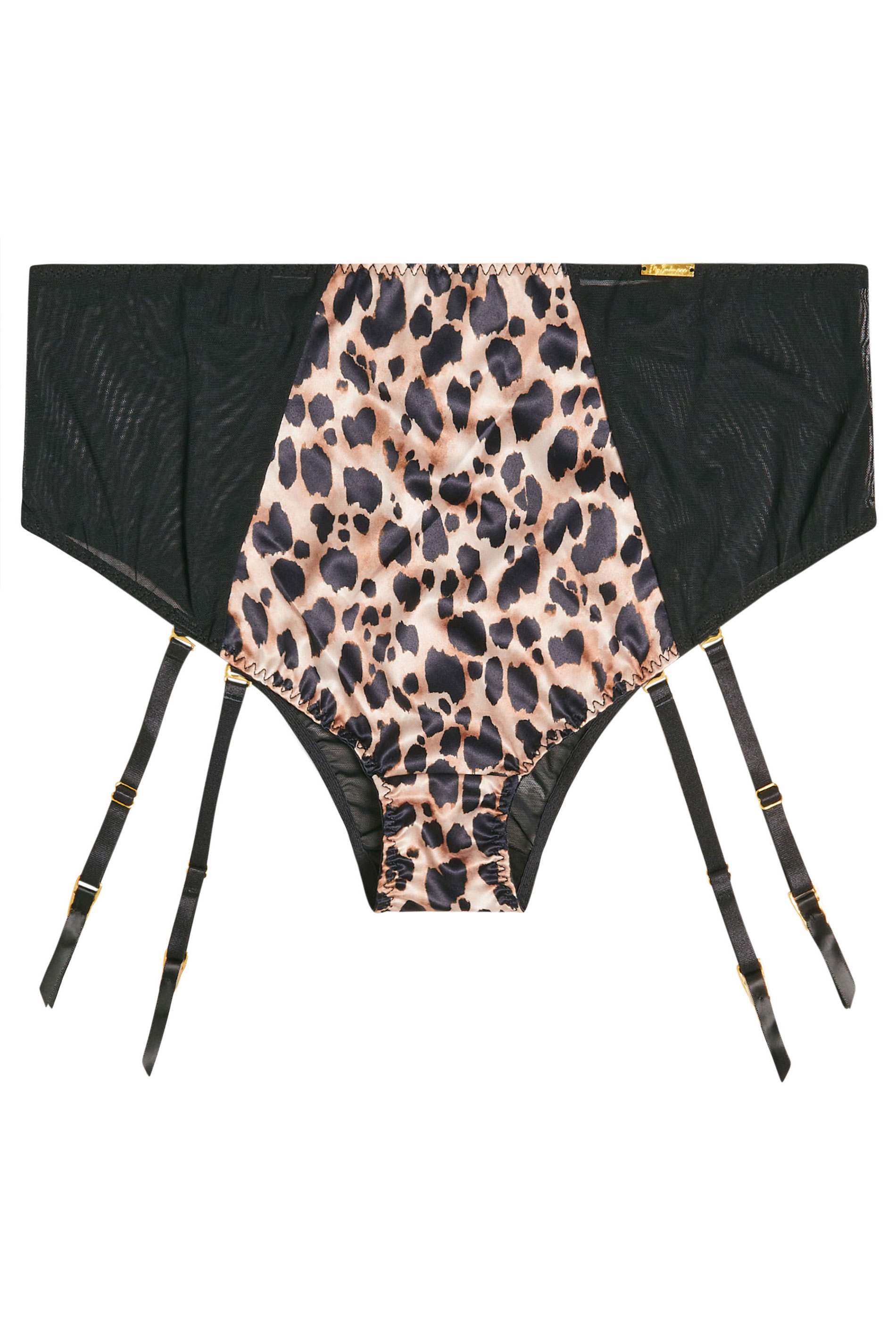YOURS Plus Size Black Leopard Mesh Suspender Briefs | Yours Clothing 5