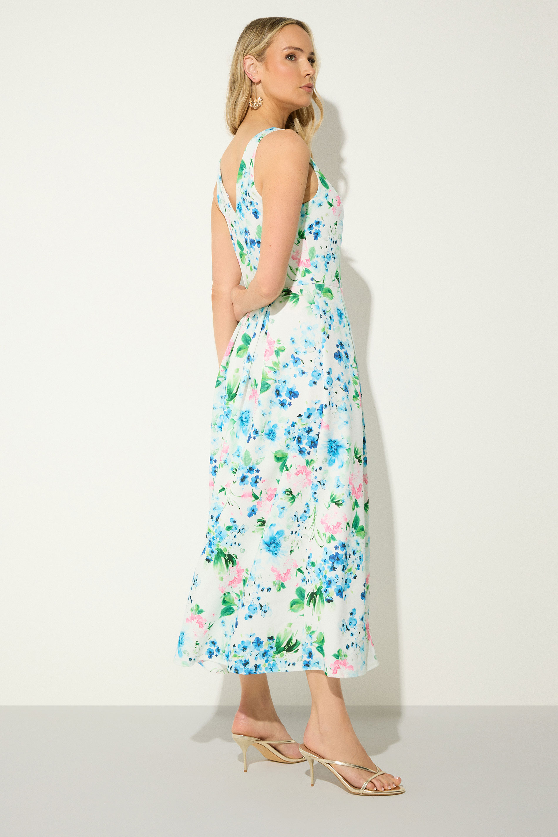 LTS Tall Women's White Floral Pleated Midi Dress | Long Tall Sally 2