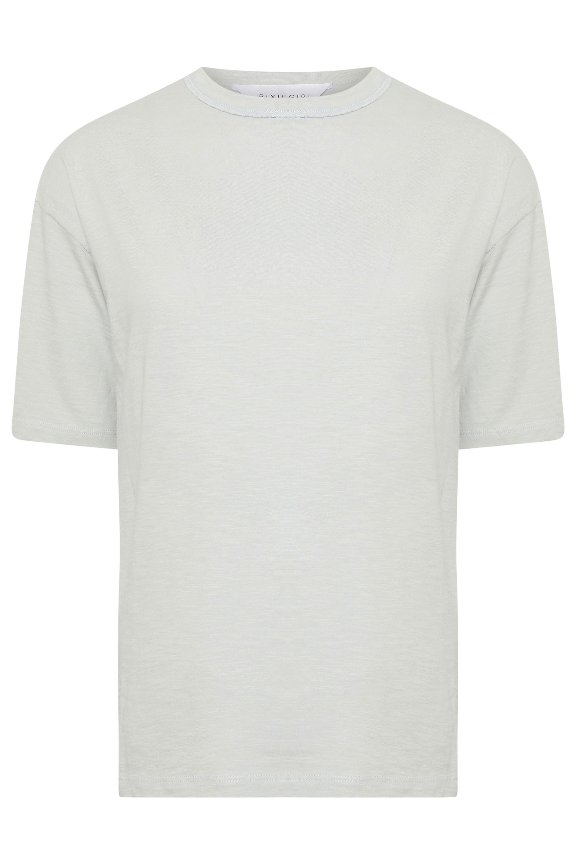 PixieGirl Petite Women's 2 PACK Grey & Yellow Seam Detail Cotton T-Shirt | PixieGirl 9