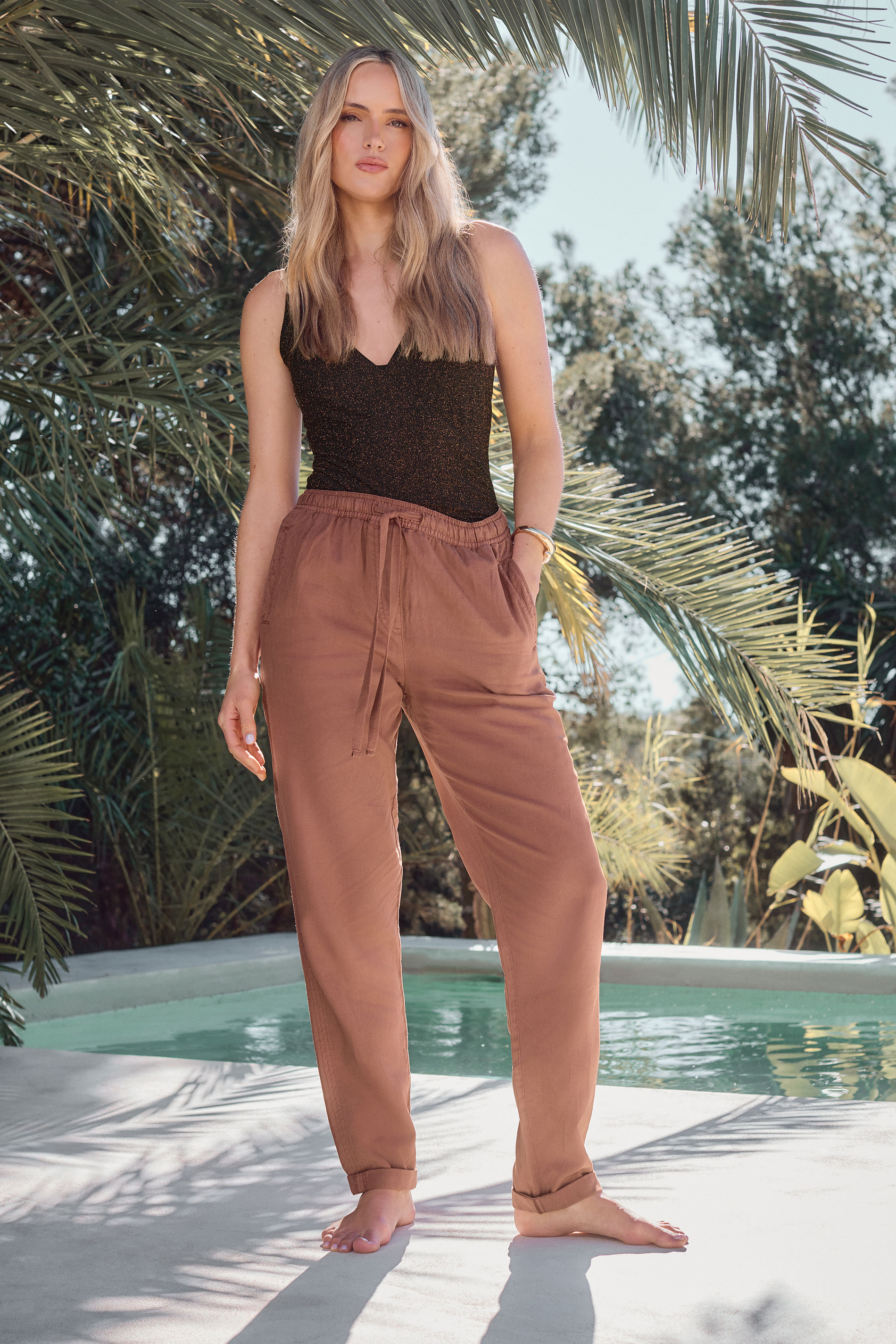 LTS Tall Rust Orange Lyocell Blend Joggers | Long Tall Sally 3