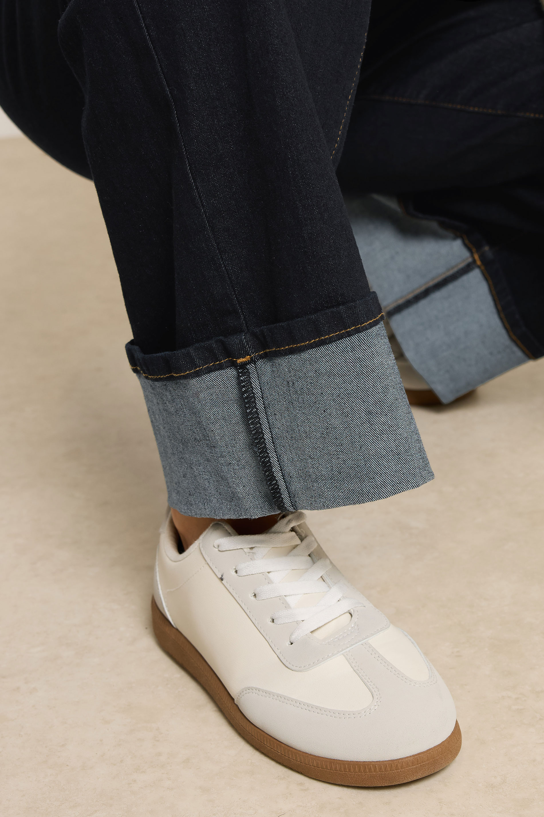 LTS Tall Dark Blue Cotton Turn Up Wide Leg Jeans | Long Tall Sally 5