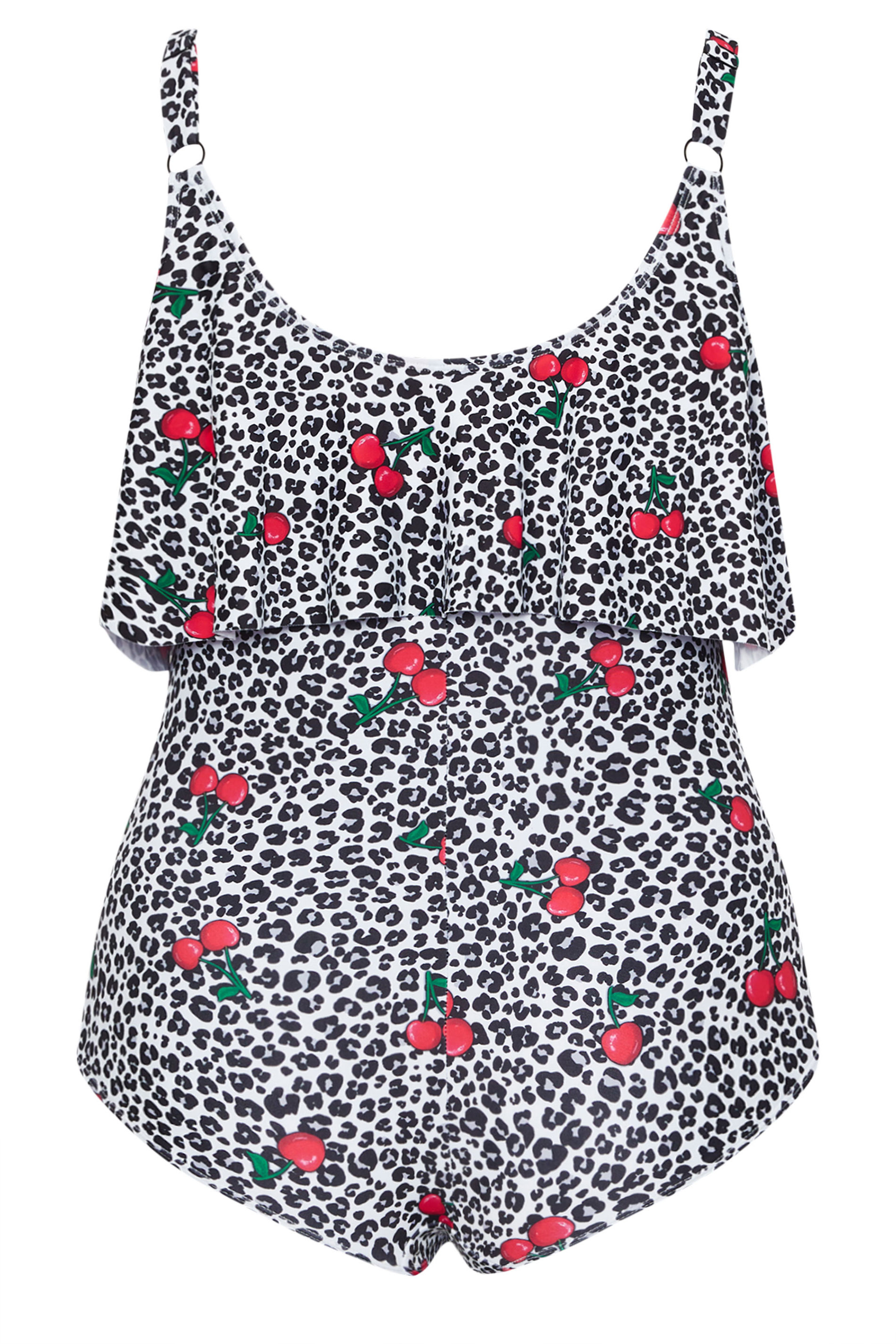 YOURS Plus Size White Leopard Print Frill Swimsuit | Yours Clothing 6