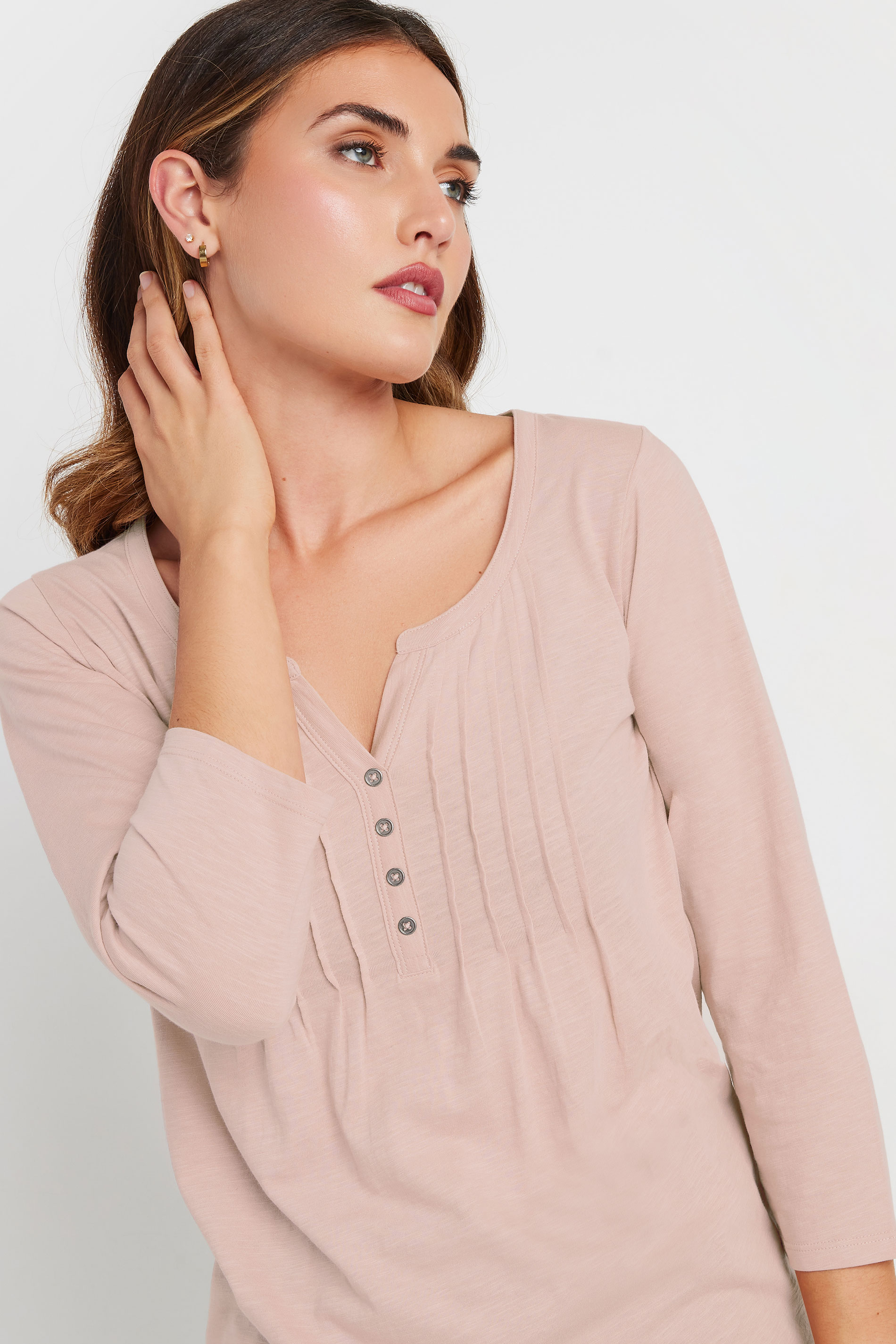 LTS Tall Light Pink Cotton Henley Top | Long Tall Sally 4