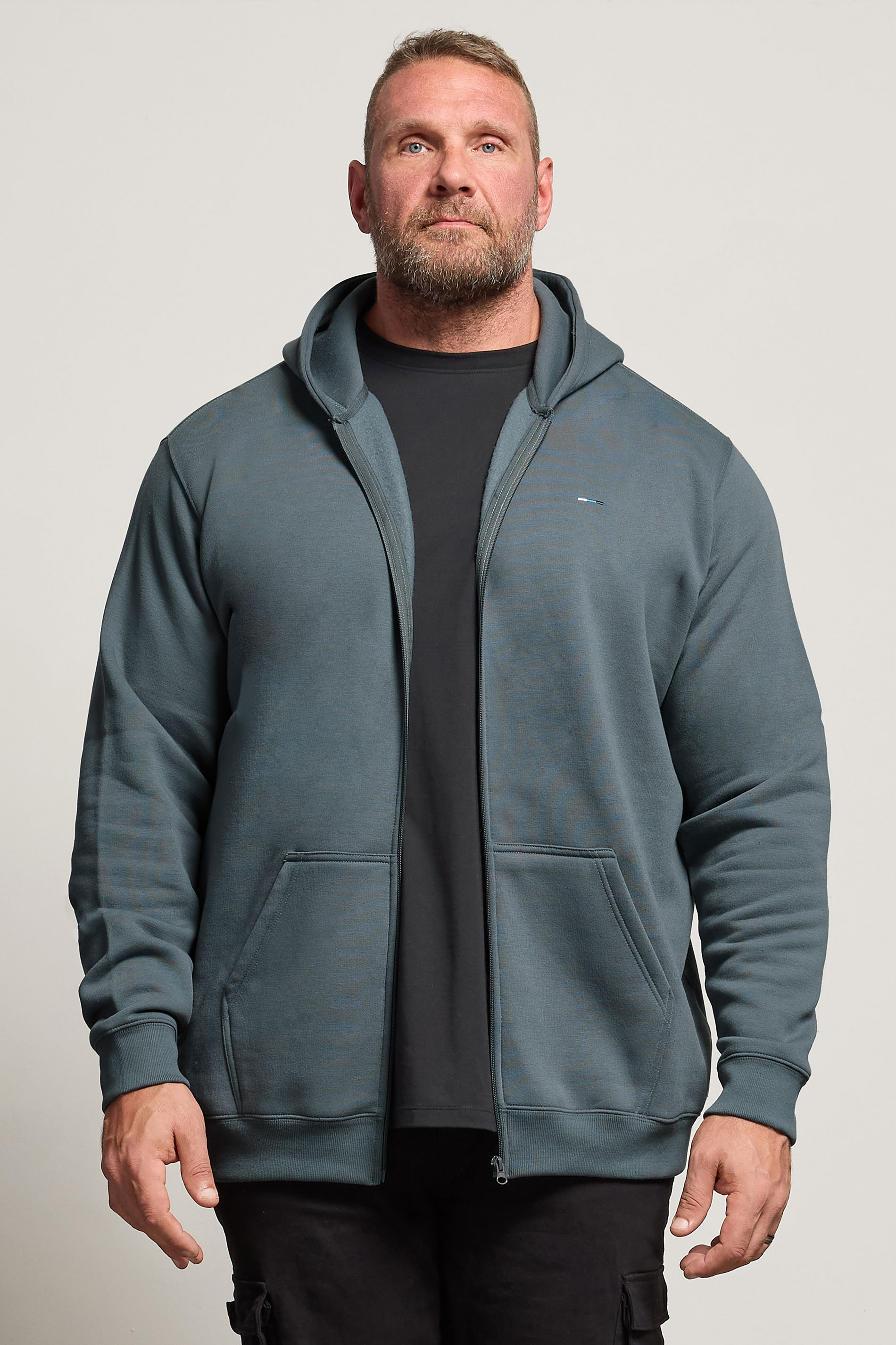 BadRhino Big & Tall Storm Blue Zip Through Hoodie | BadRhino 3