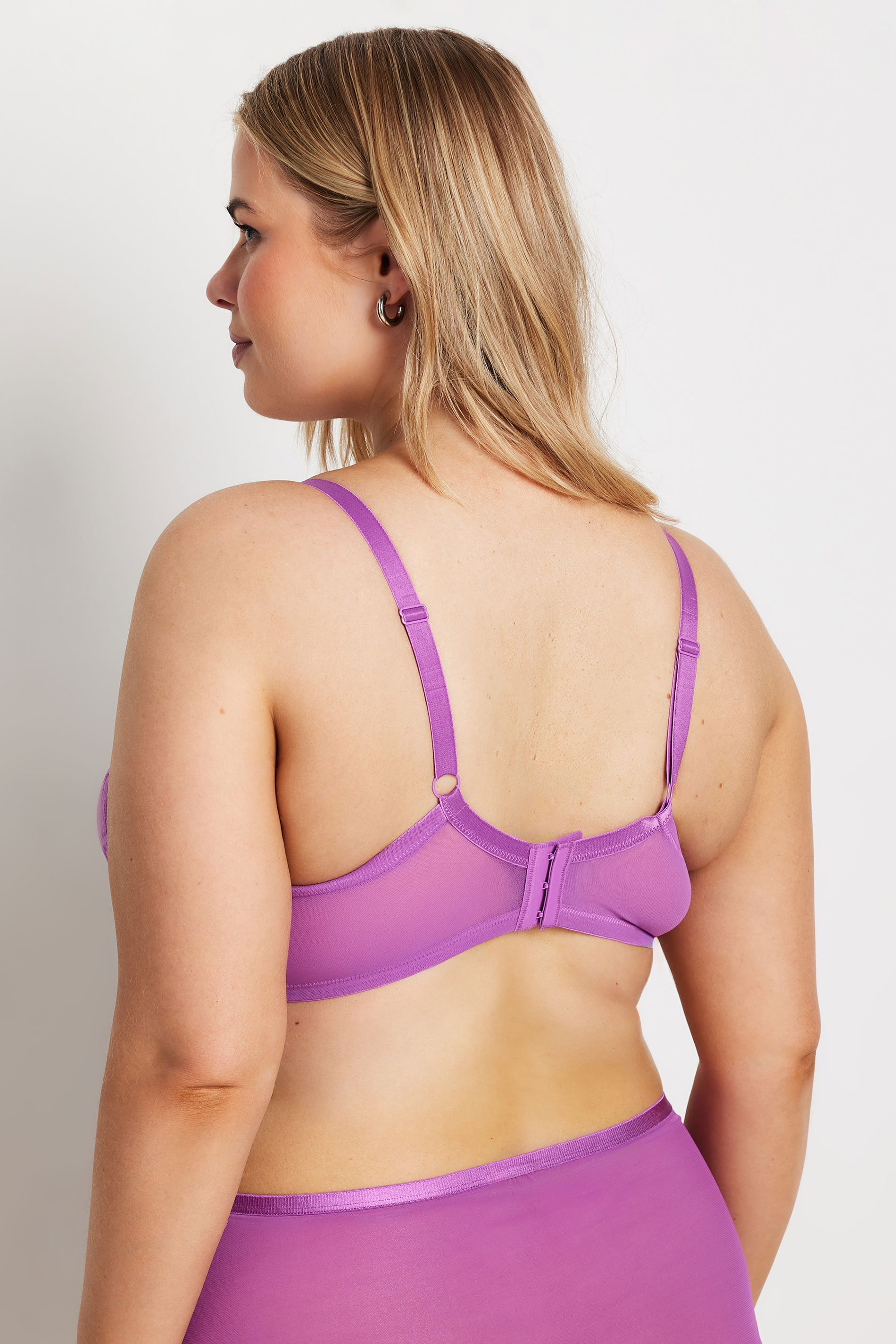 YOURS Plus Size Purple Lace Detail Non-Padded Bra | Yours Clothing  2