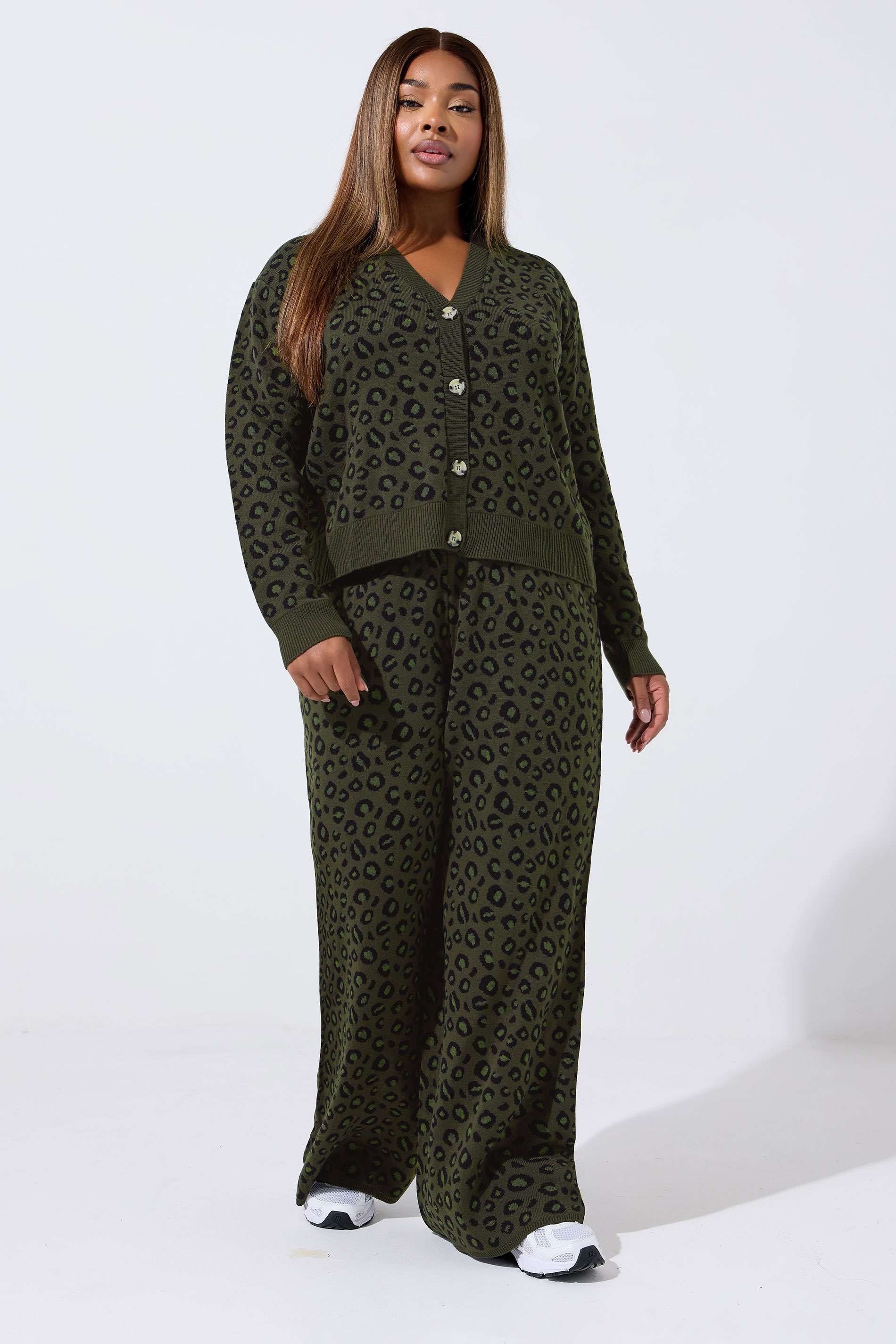 LIMITED COLLECTION Plus Size Khaki Green Leopard Print Cardigan | Yours Clothing  1