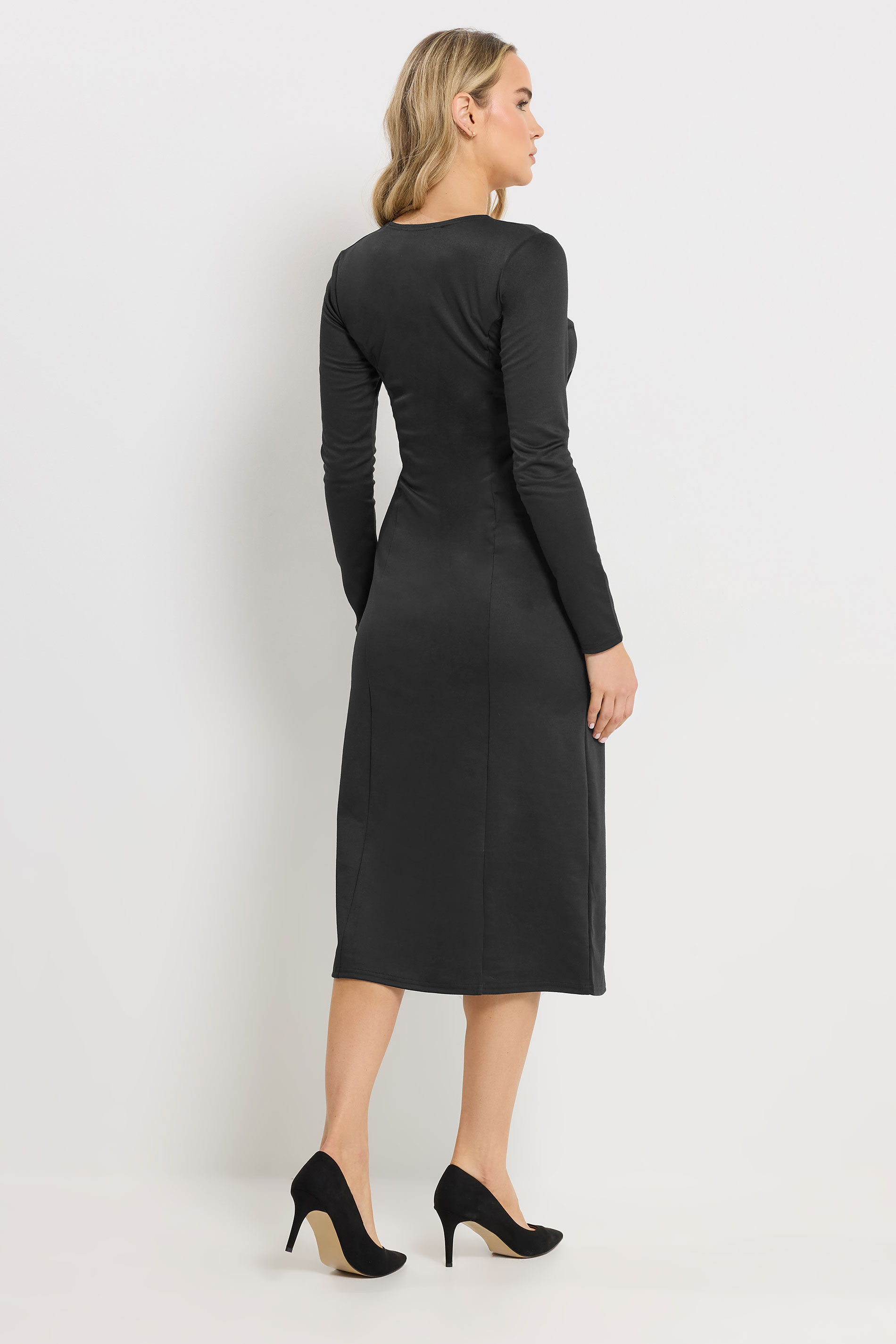 LTS Tall Women's Black Button Wrap Midi Dress | Long Tall Sally 2