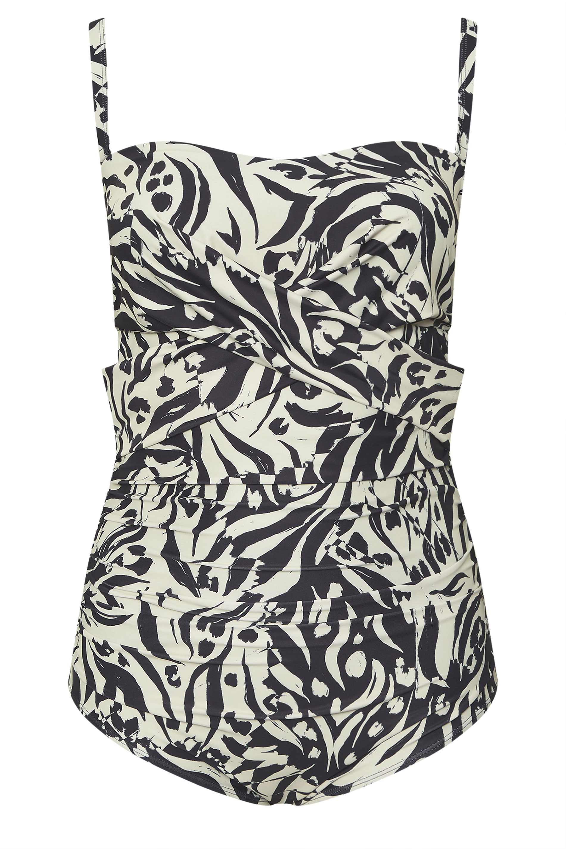 YOURS Plus Size Black Abstract Animal Print Super Sculpt Swimsuit | Yours Clothing 8
