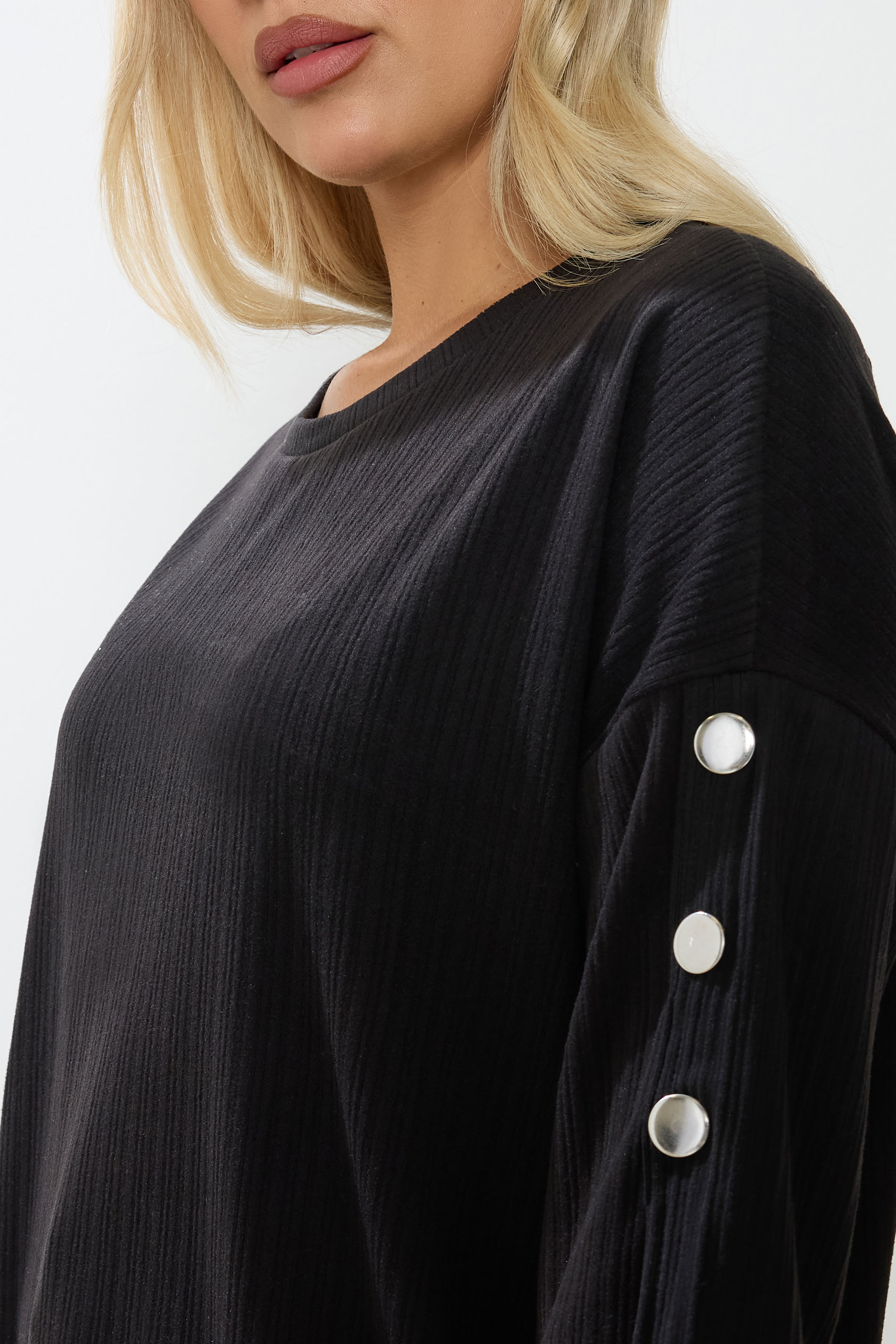 YOURS Plus Size Black Soft Touch Button Top | Yours Clothing 4