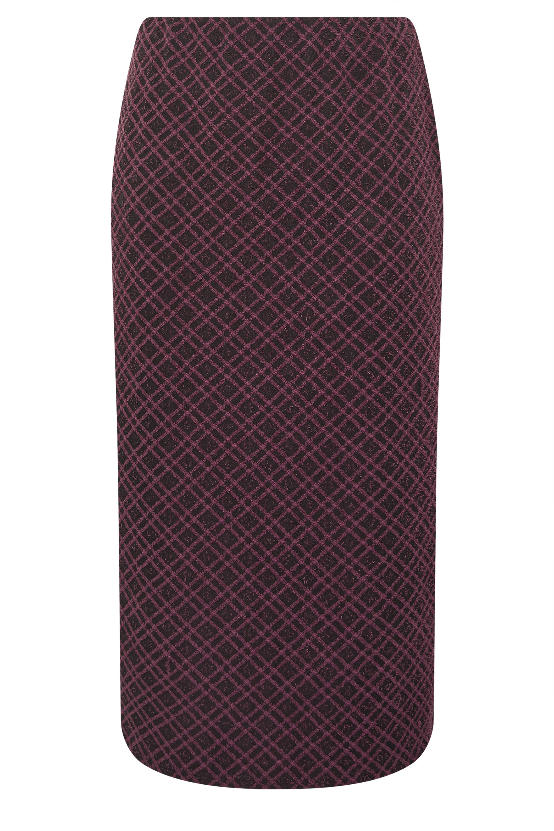 YOURS Plus Size Burgundy Red Check Print Textured Tube Skirt | Yours Clothing 5