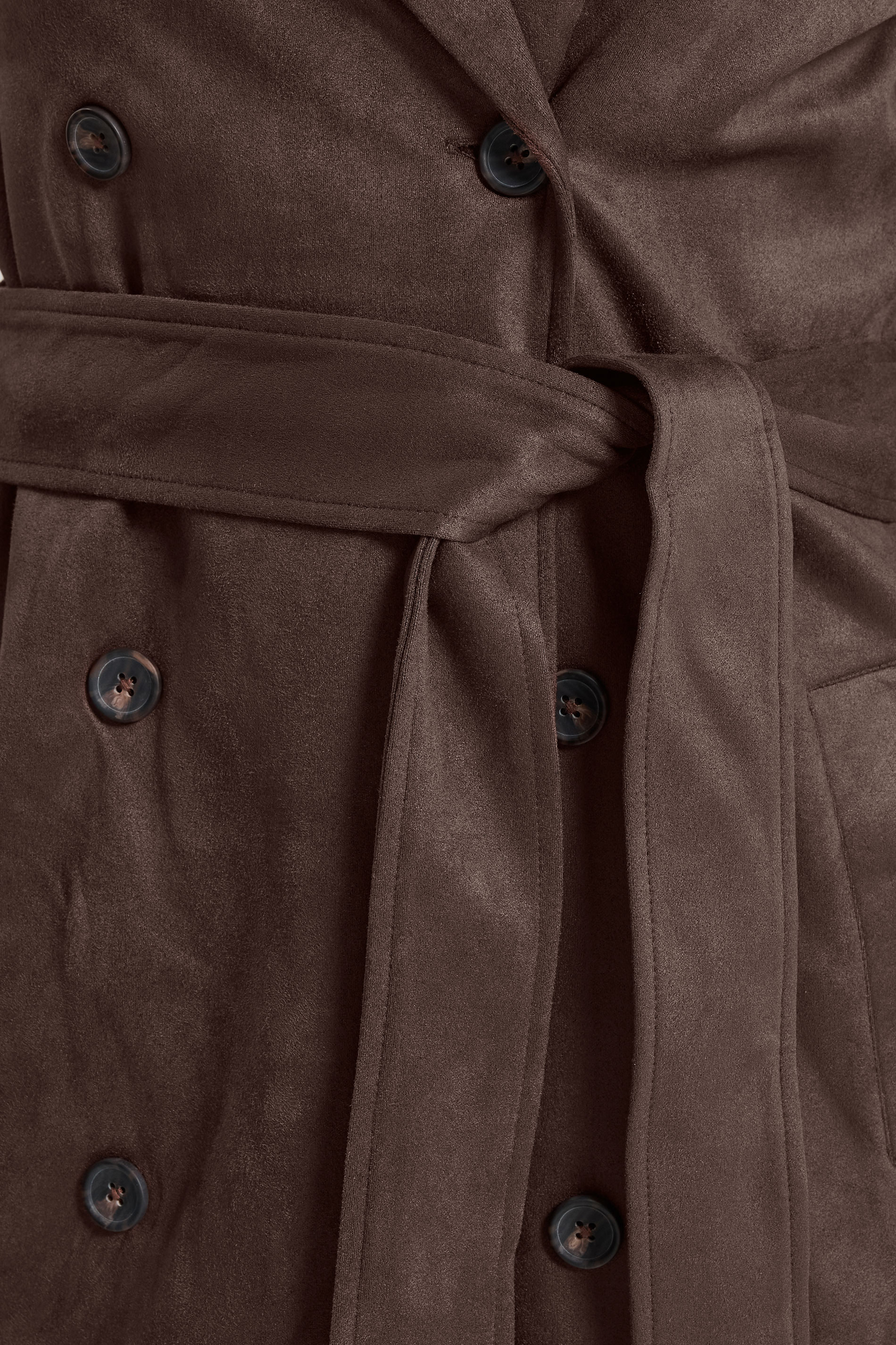 LTS Tall Women's Chocolate Brown Faux Suede Trench Coat | Long Tall Sally 6
