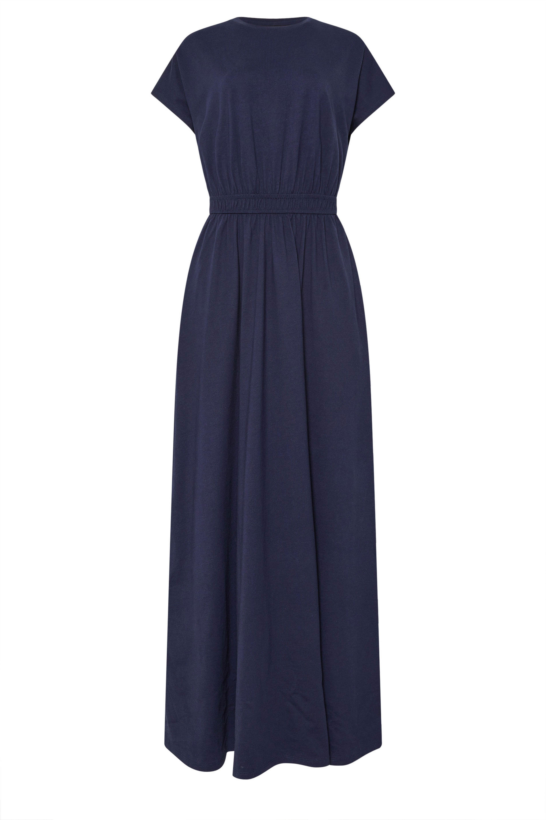 LTS Tall Navy Blue Jersey Shirred Waist Cotton Maxi Dress | Long Tall Sally 6