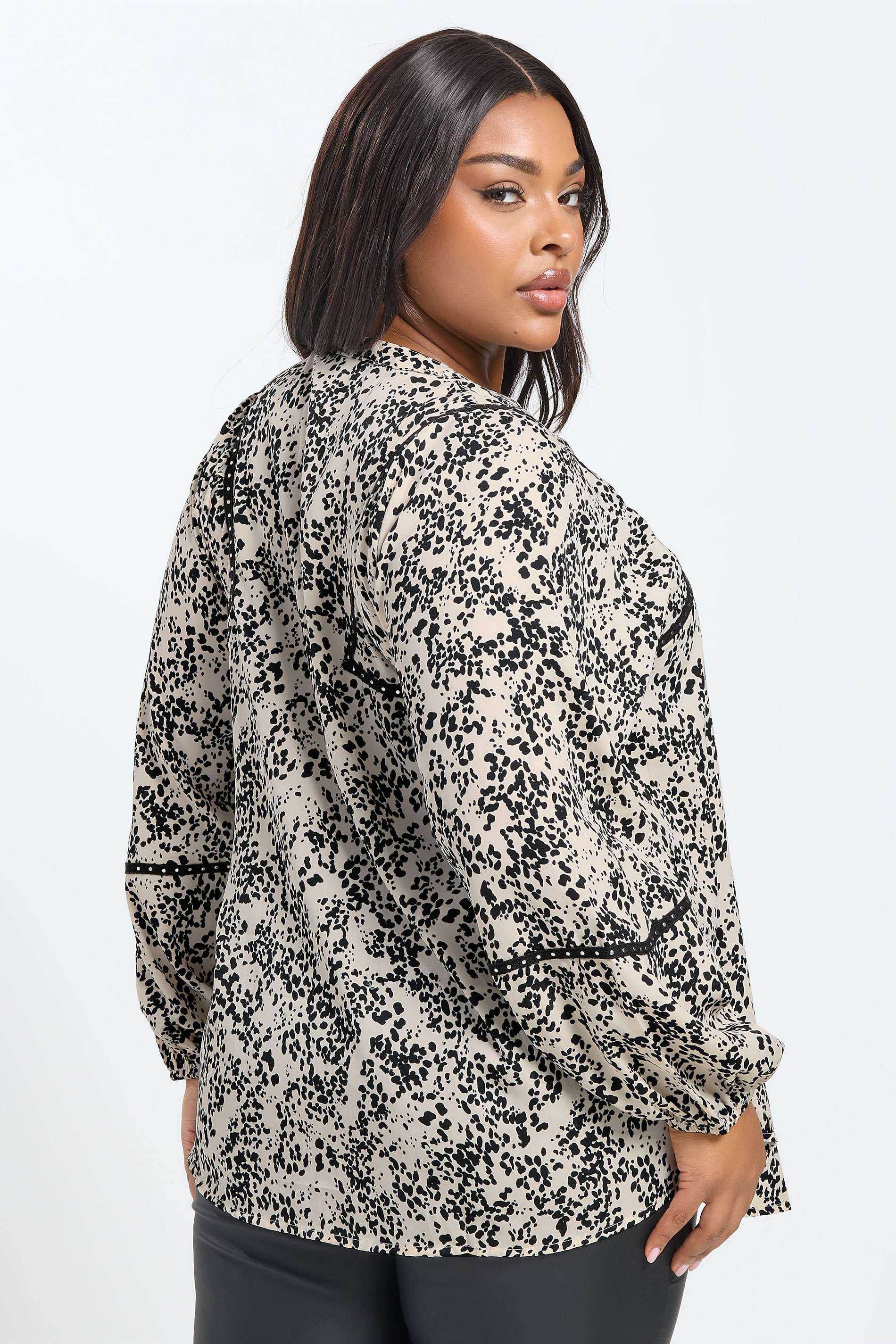 YOURS Plus Size Cream Spot Stud Detail Blouse | Yours Clothing 2