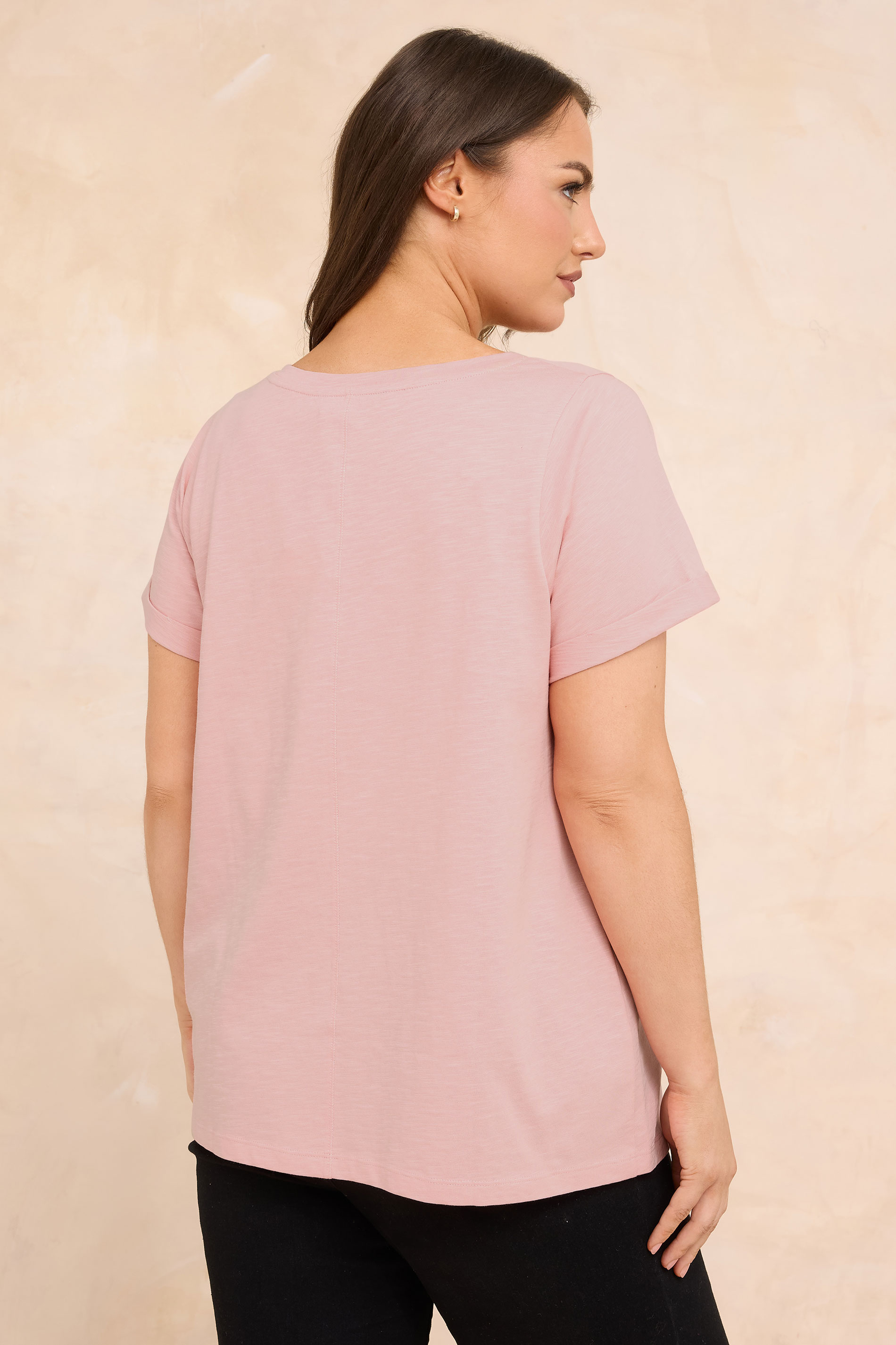 EVANS Plus Size Blush Pink Premium Cotton T-Shirt | Evans 2