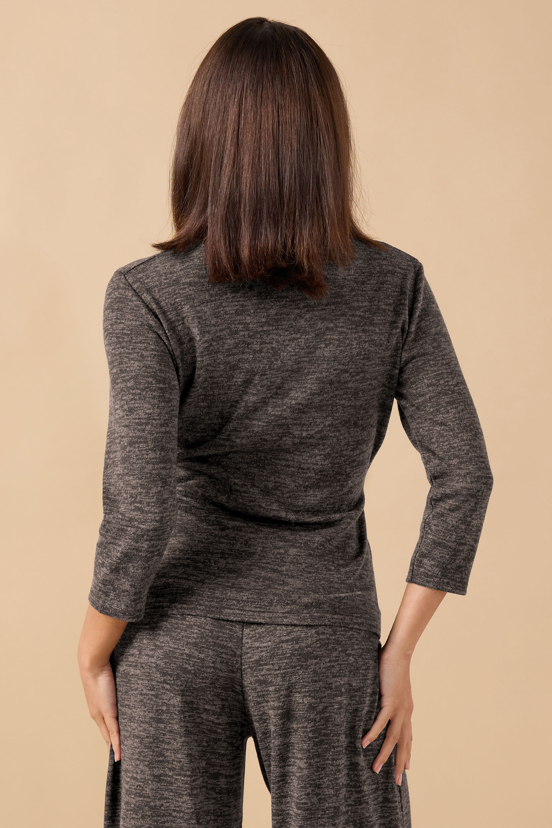 PixieGirl Petite Women's Chocolate Brown Marl Wrap Top | PixieGirl 2