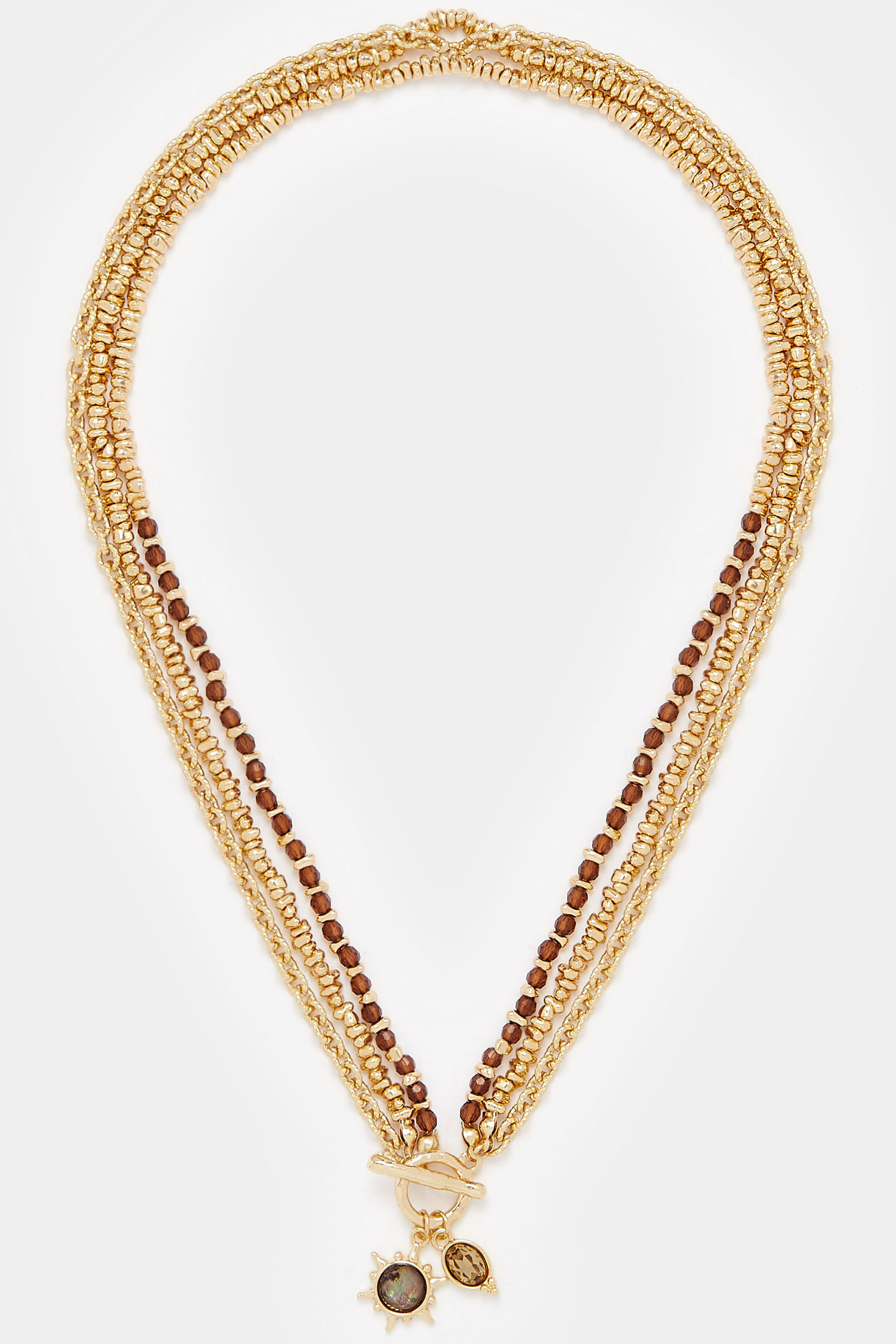 Gold Tone Beaded Chain Necklace | Yours Clothing 3