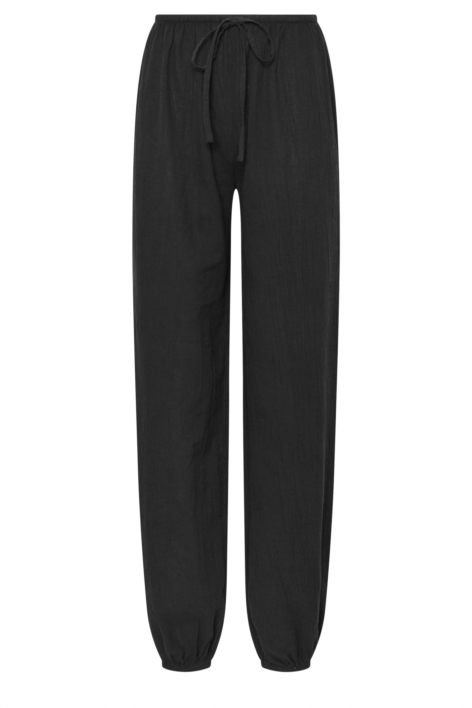 LTS Tall Women's Black Textured Cotton Balloon Trousers | Long Tall Sally 5