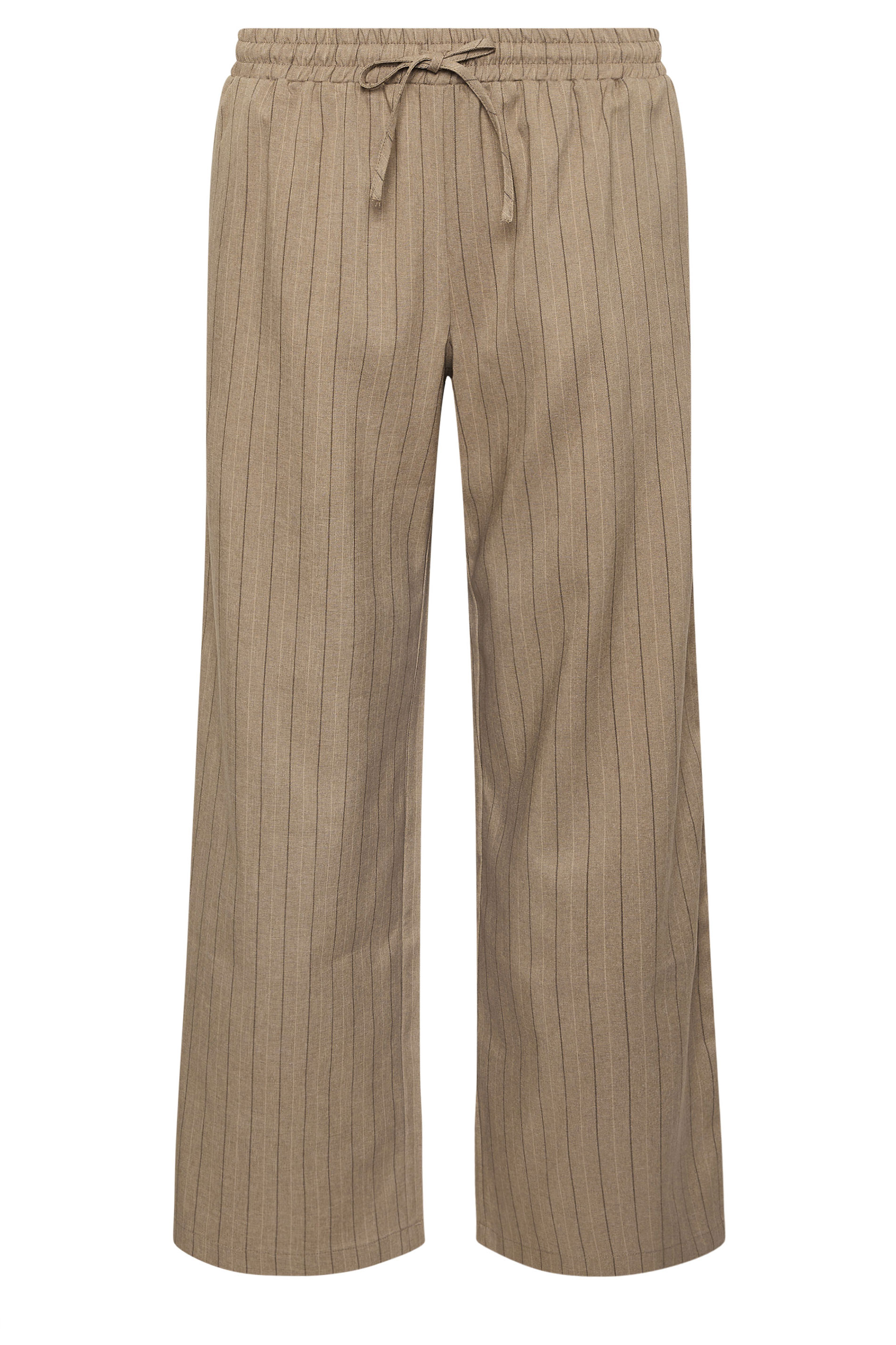 PixieGirl Petite Women's Natural Brown Stripe Pull On Wide Leg Trousers | PixieGirl 6