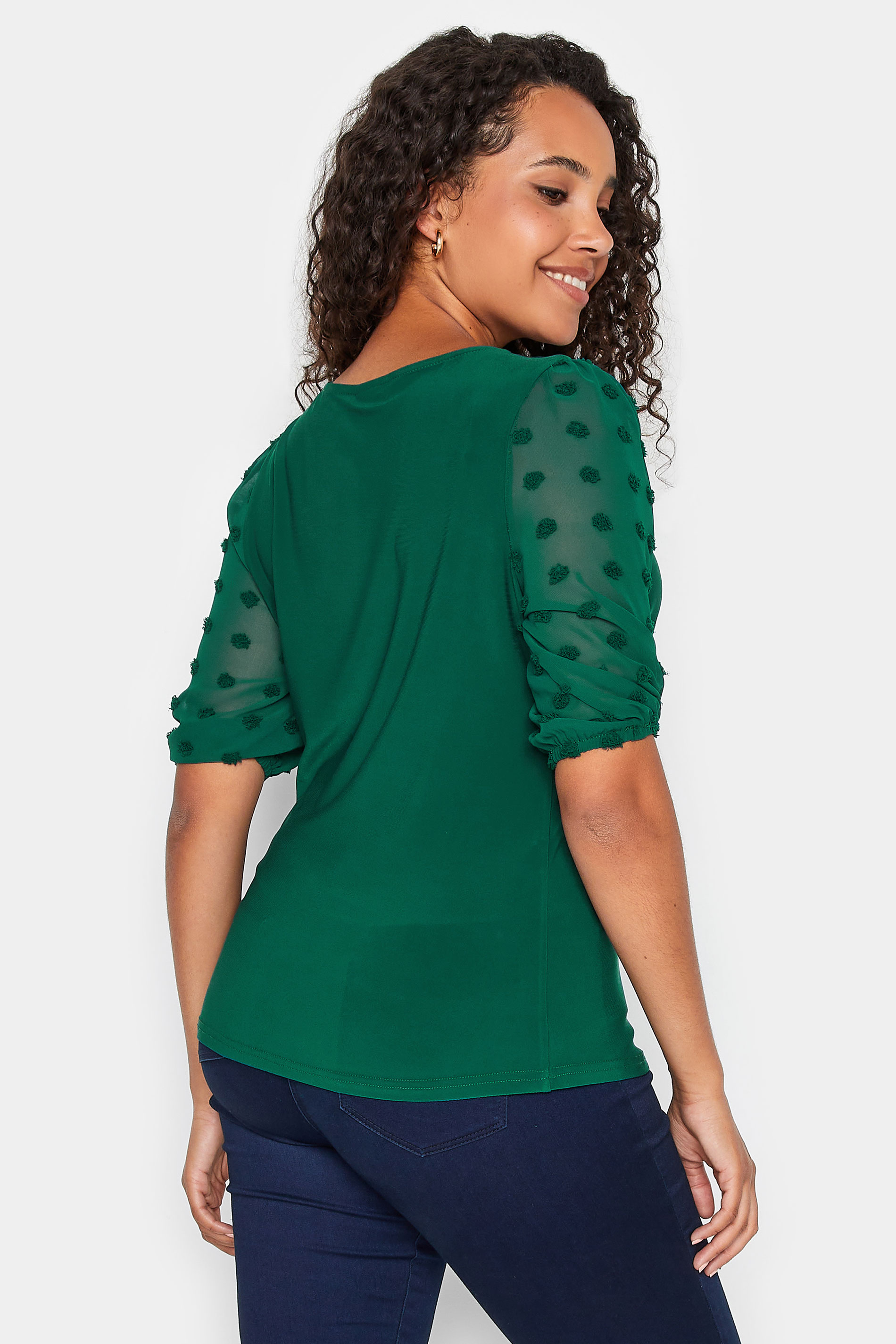 M&Co Dark Green Dobby Short Sleeve Blouse | M&Co  3