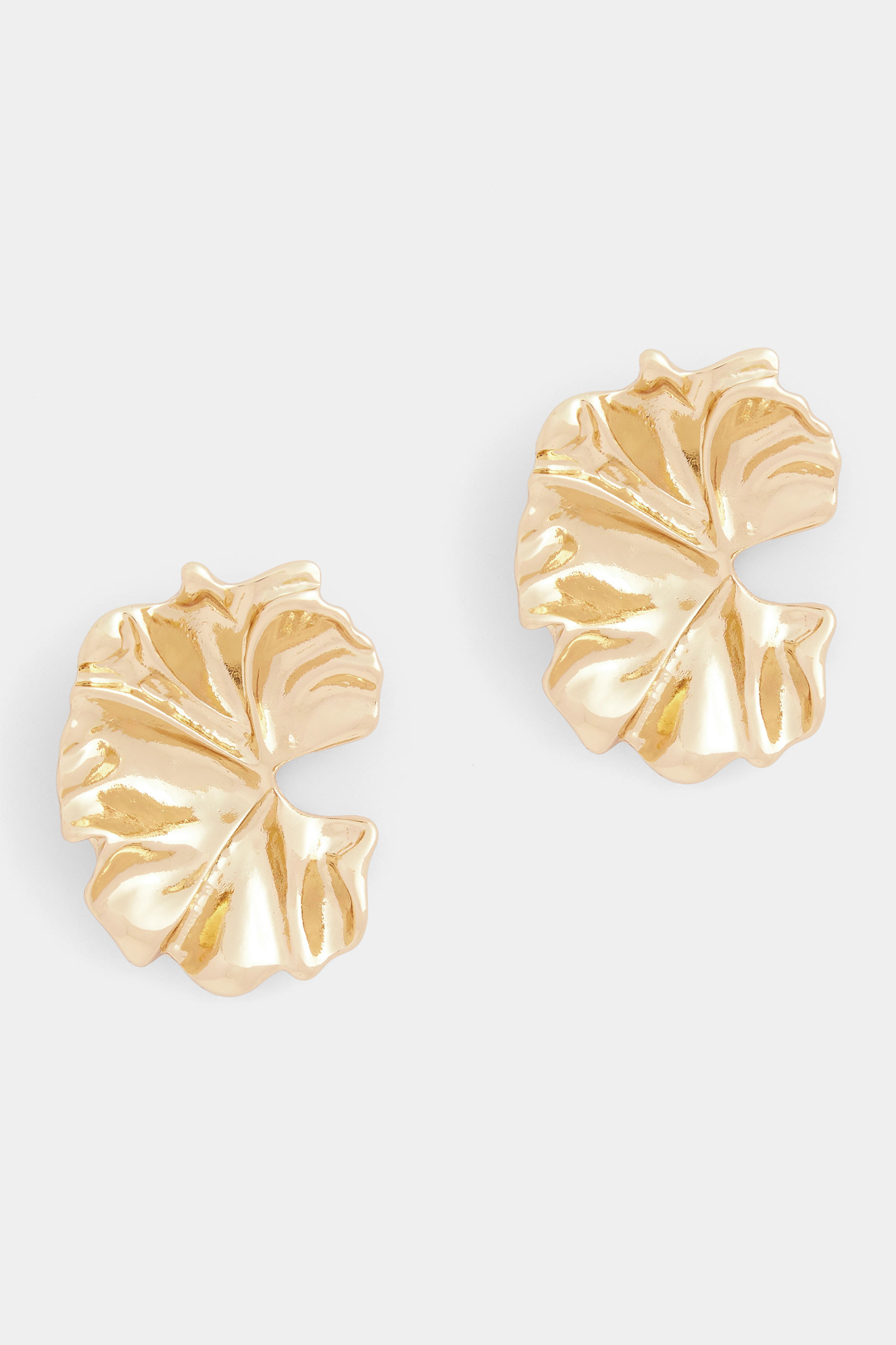 Gold Tone Molten Floral Earrings | Yours Clothing 3