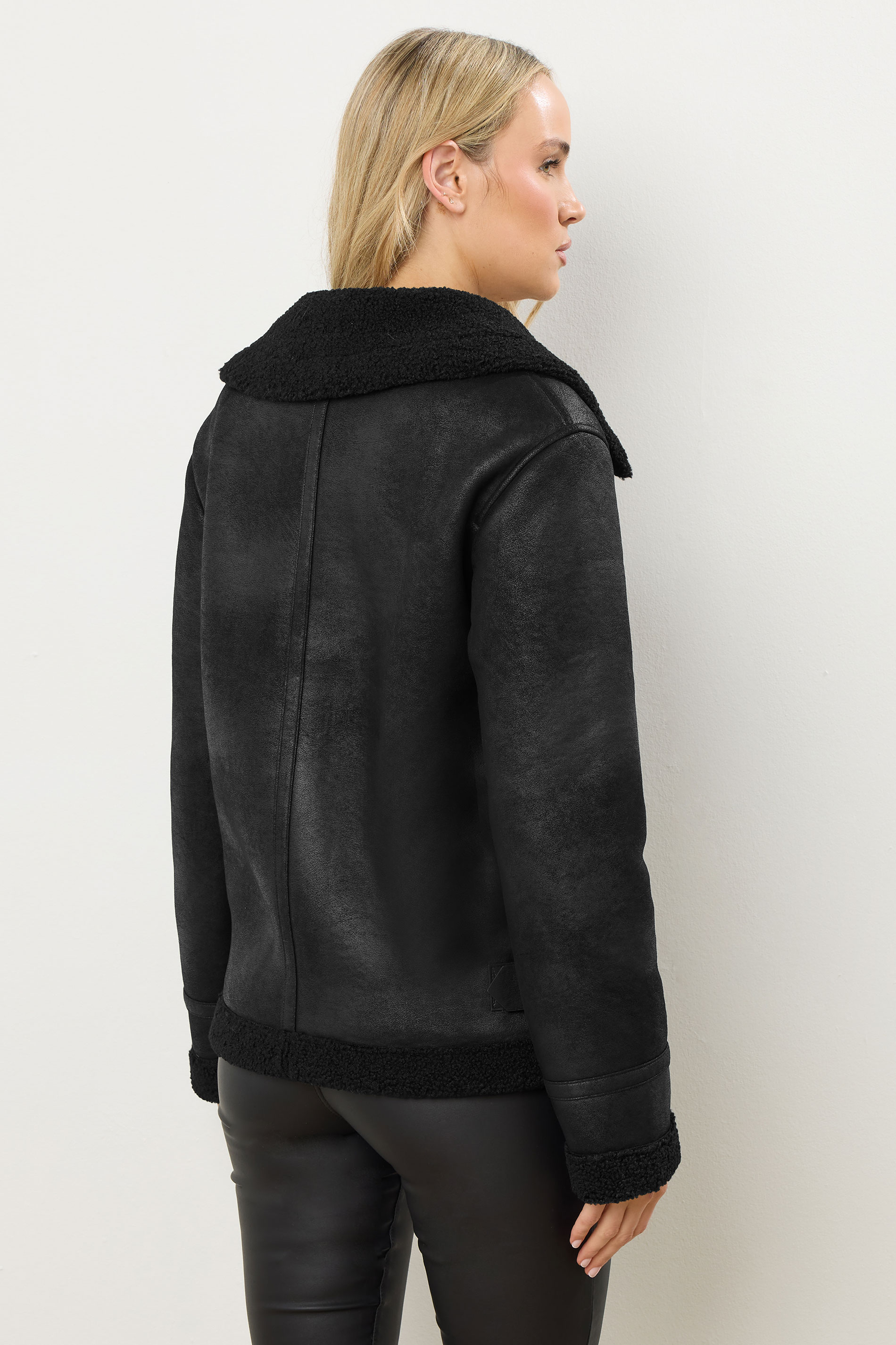 LTS Tall Black Aviator Taped Seam Jacket | Long Tall Sally 4