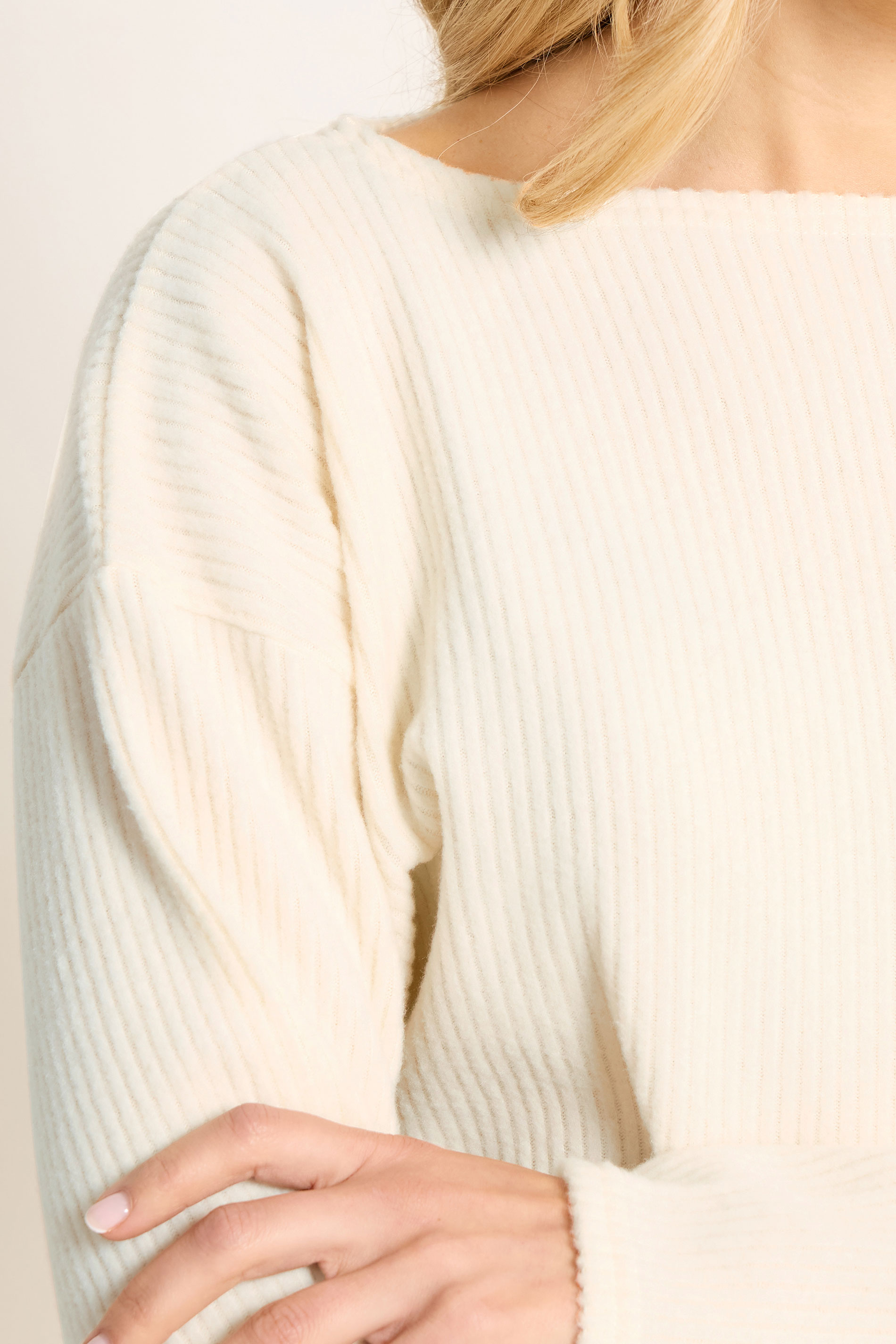 LTS Tall Cream Ribbed Soft Touch Batwing Top | Long Tall Sally 4