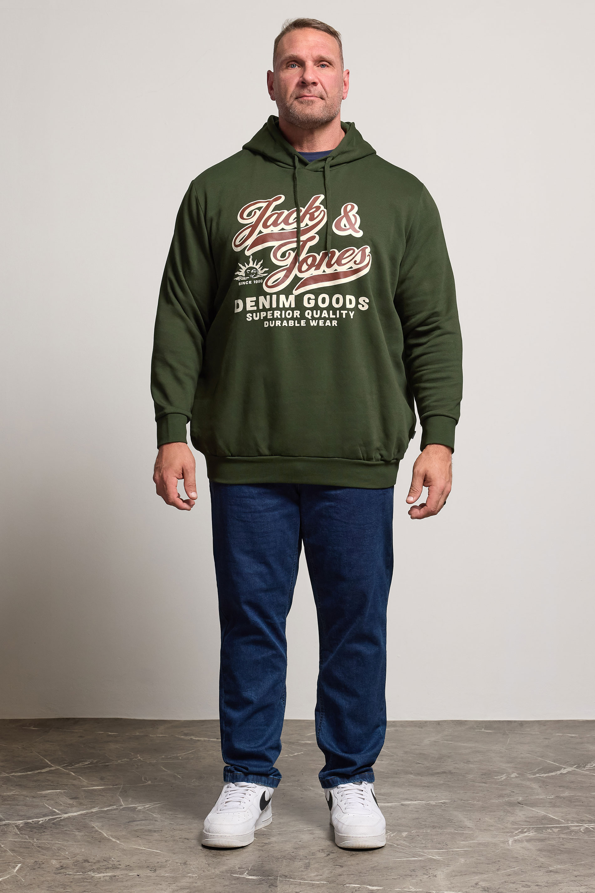 Jack & Jones Big & Tall Duffel Green Superior Hoodie | BadRhino 1