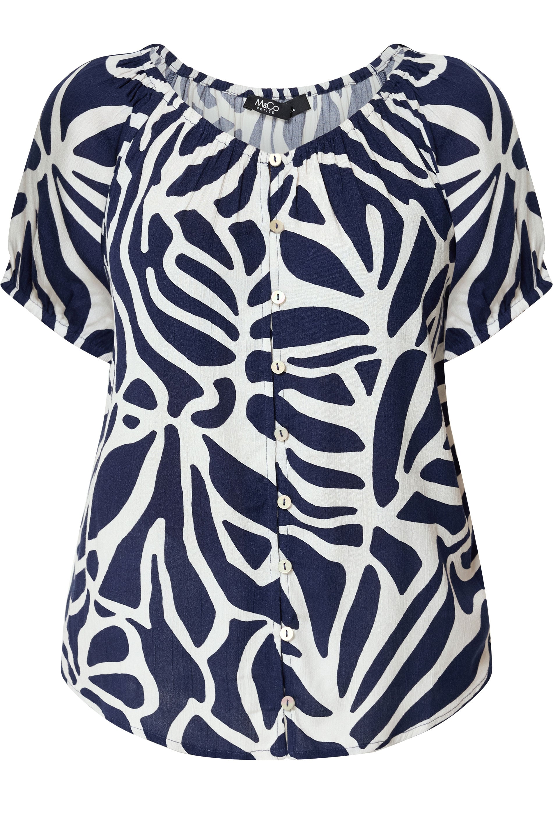 M&Co Petite Navy Blue Abstract Print Blouse | M&Co 5