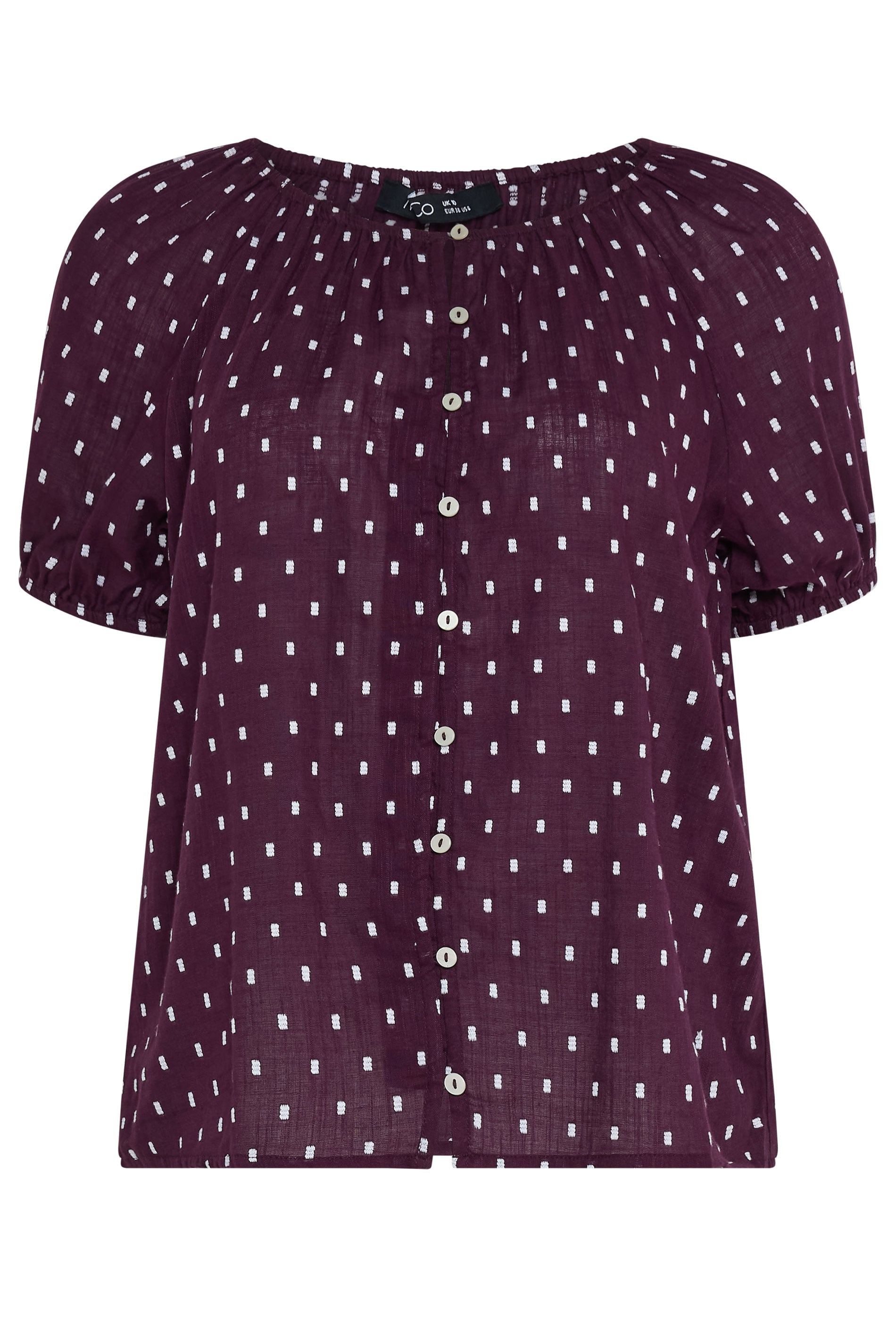 M&Co Berry Purple Dobby Button Up Cotton Blouse | M&Co 1