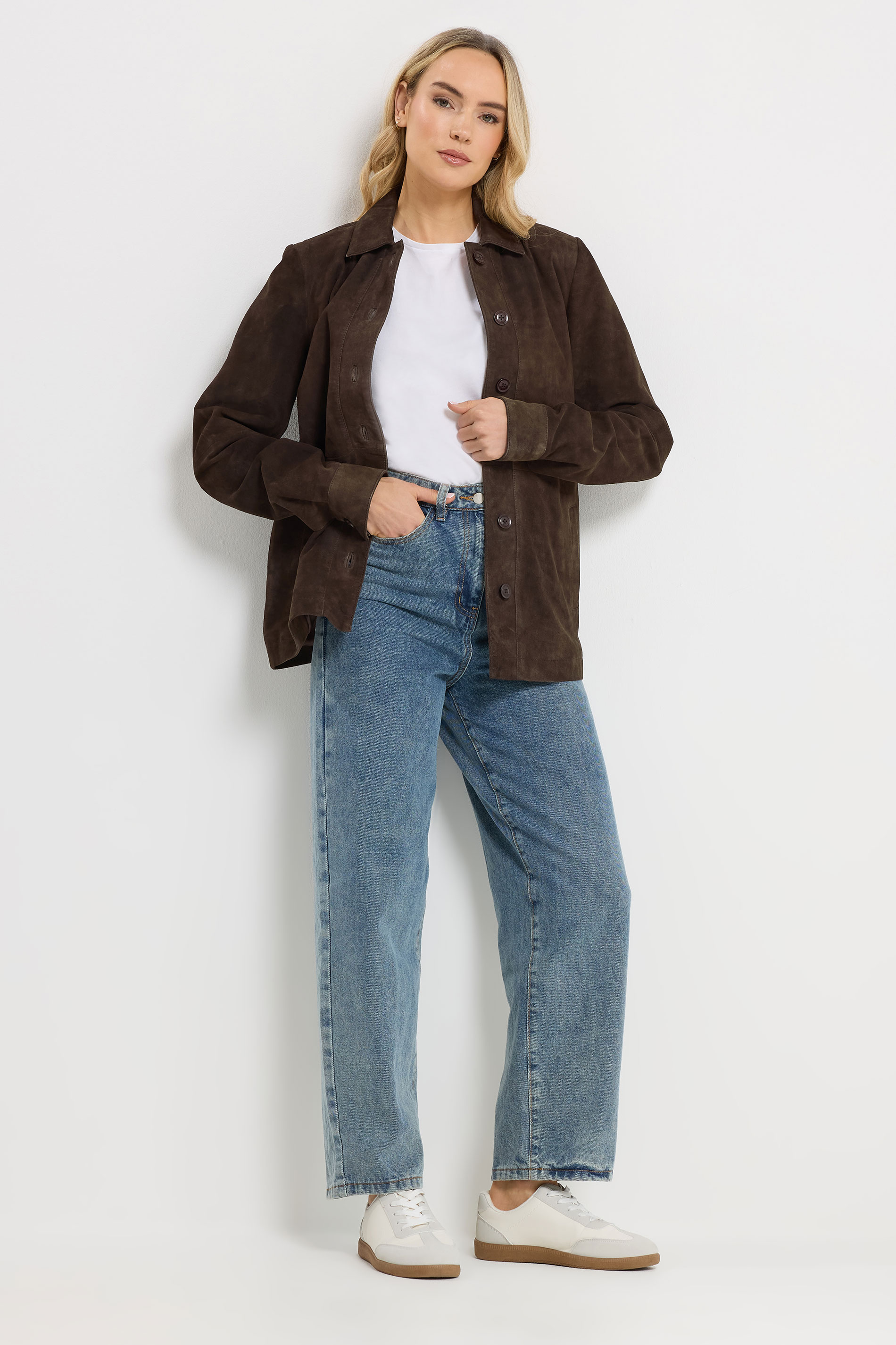 LTS PREMIUM Tall Women's Chocolate Brown Suede Jacket | Long Tall Sally 2