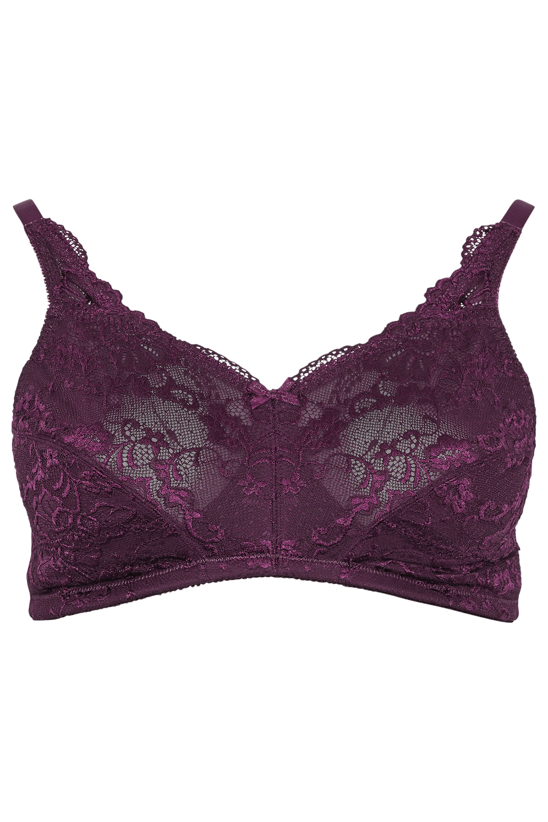 YOURS Plus Size Dark Purple Lace Detail Bra | Yours Clothing 3