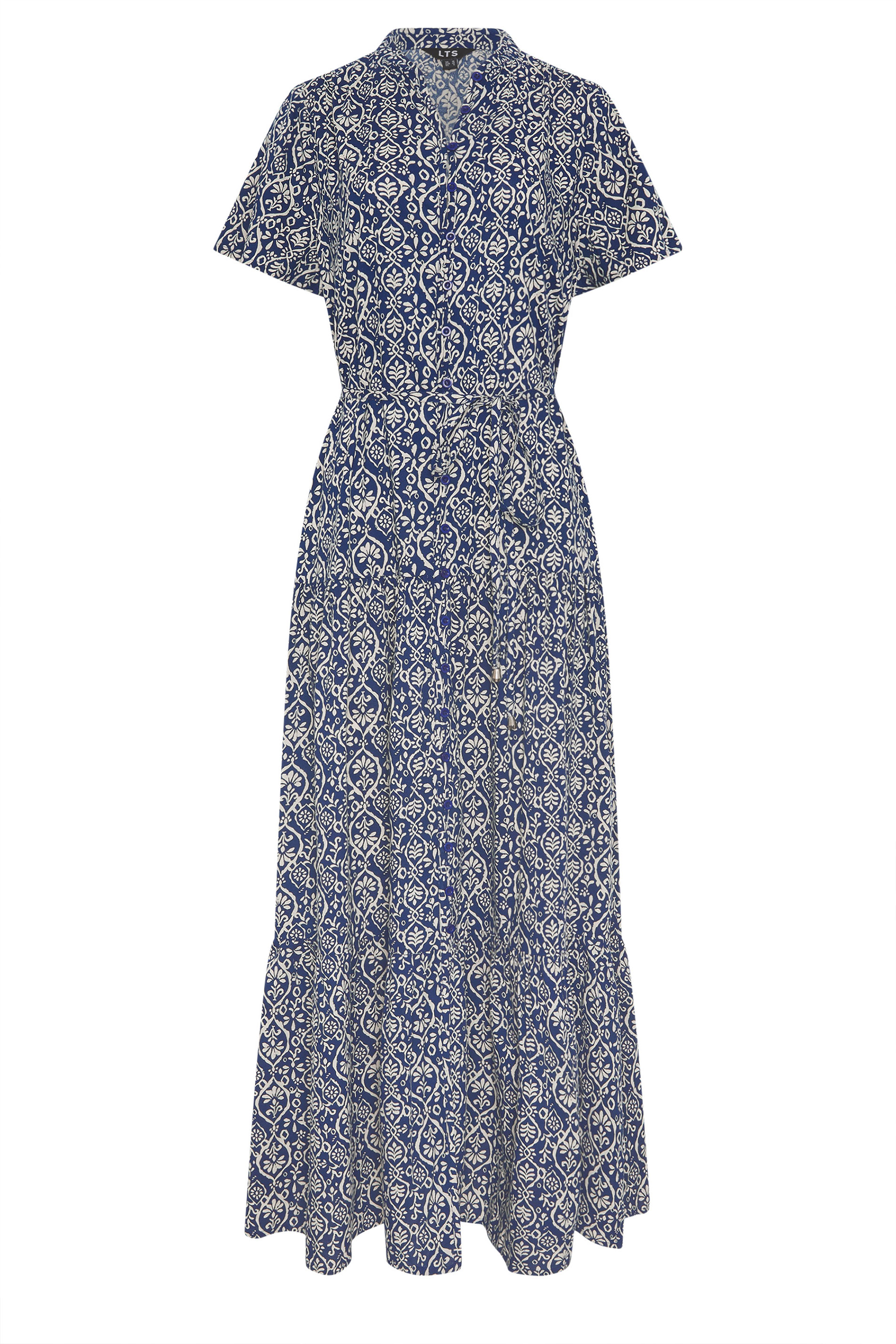 LTS Tall Women's Dark Blue & White Floral Tie Waist Maxi Dress | Long Tall Sally 5