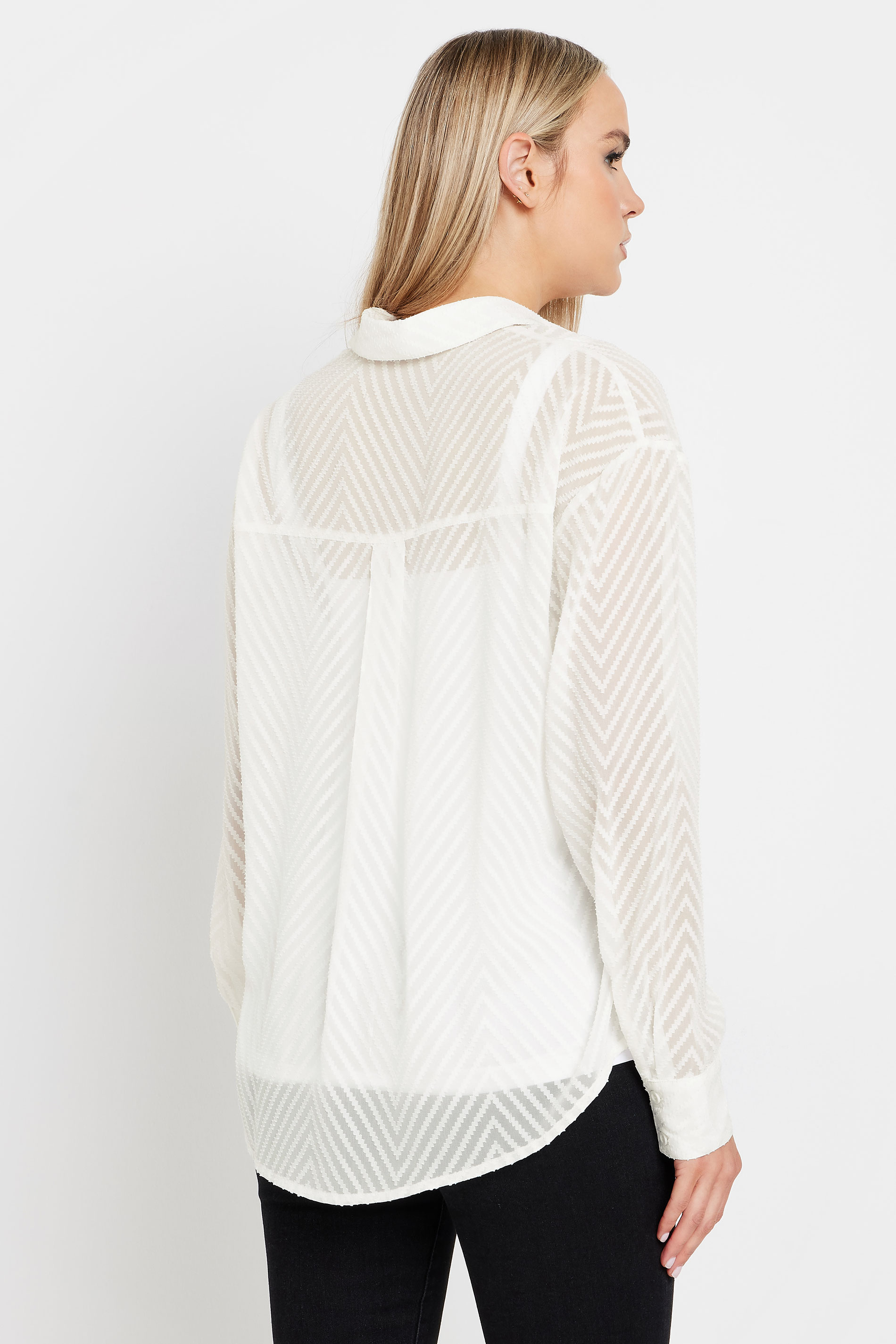 LTS Tall White Shadow Stripe Long Sleeve Shirt | Long Tall Sally 2