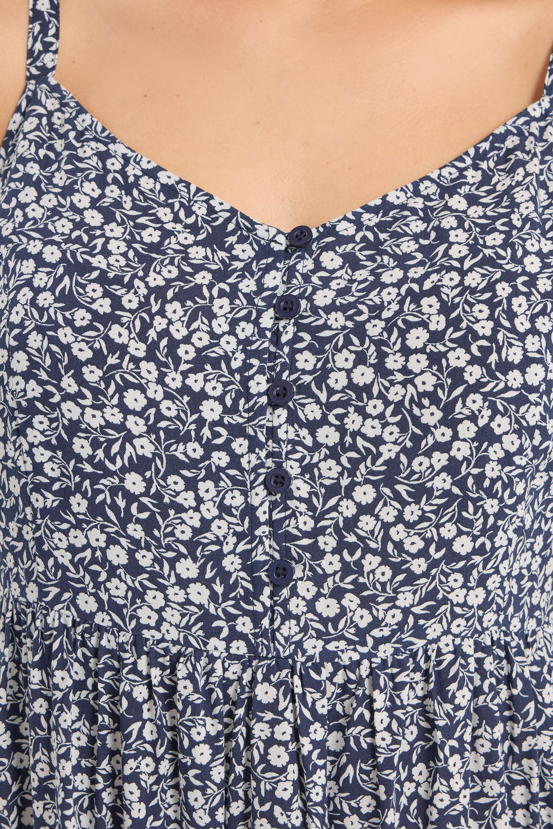 YOURS Plus Size Navy Blue Ditsy Floral Strappy Sundress | Yours Clothing 4