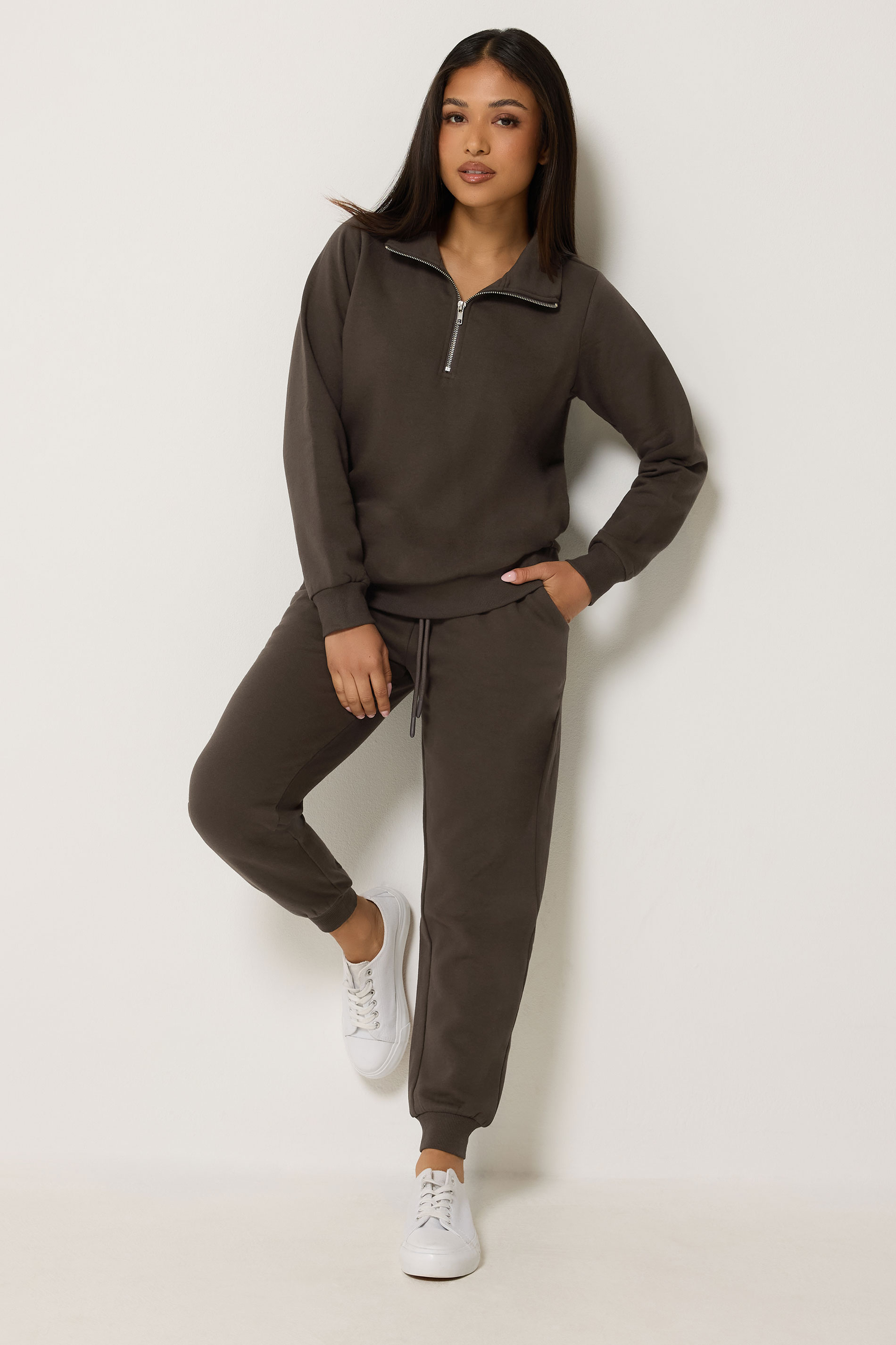 M&Co Petite Chocolate Brown Cuffed Joggers | M&Co 1