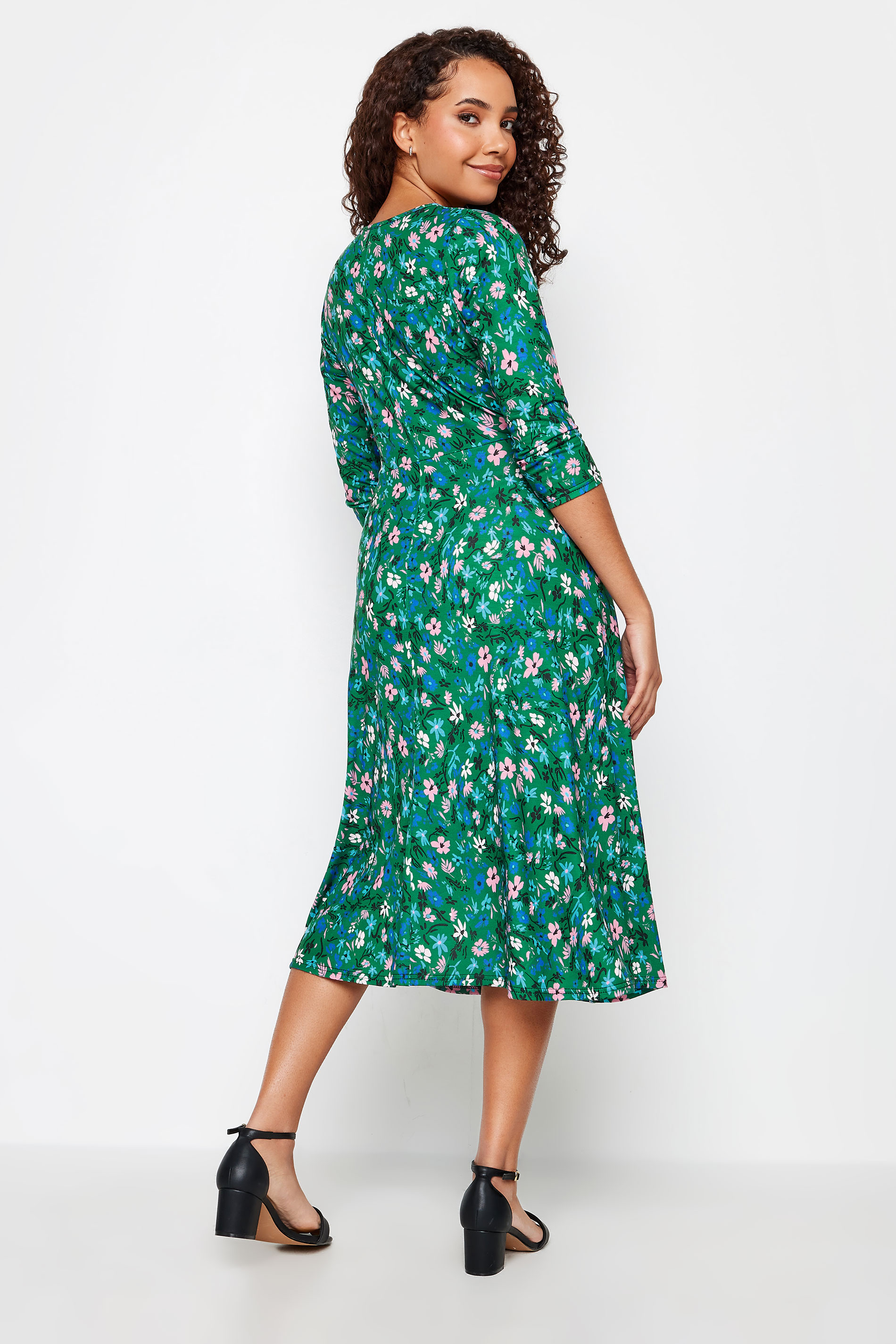 M&Co Green Floral Print Wrap Dress | M&Co  3