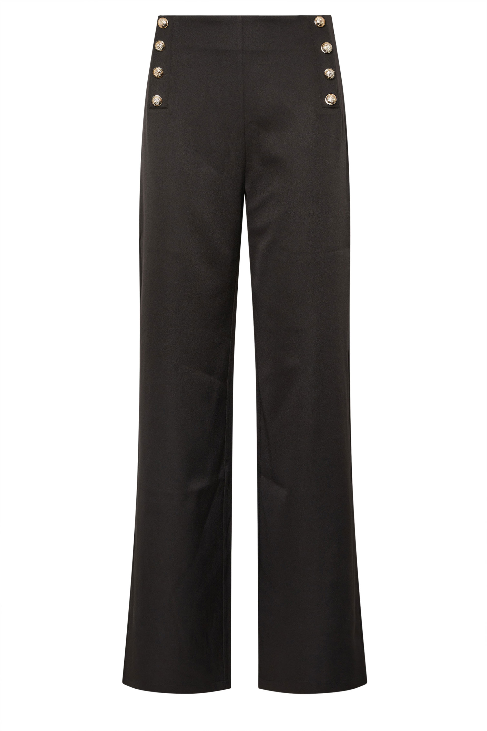 LTS Tall Black Military Button Detail Trousers | Long Tall Sally 5