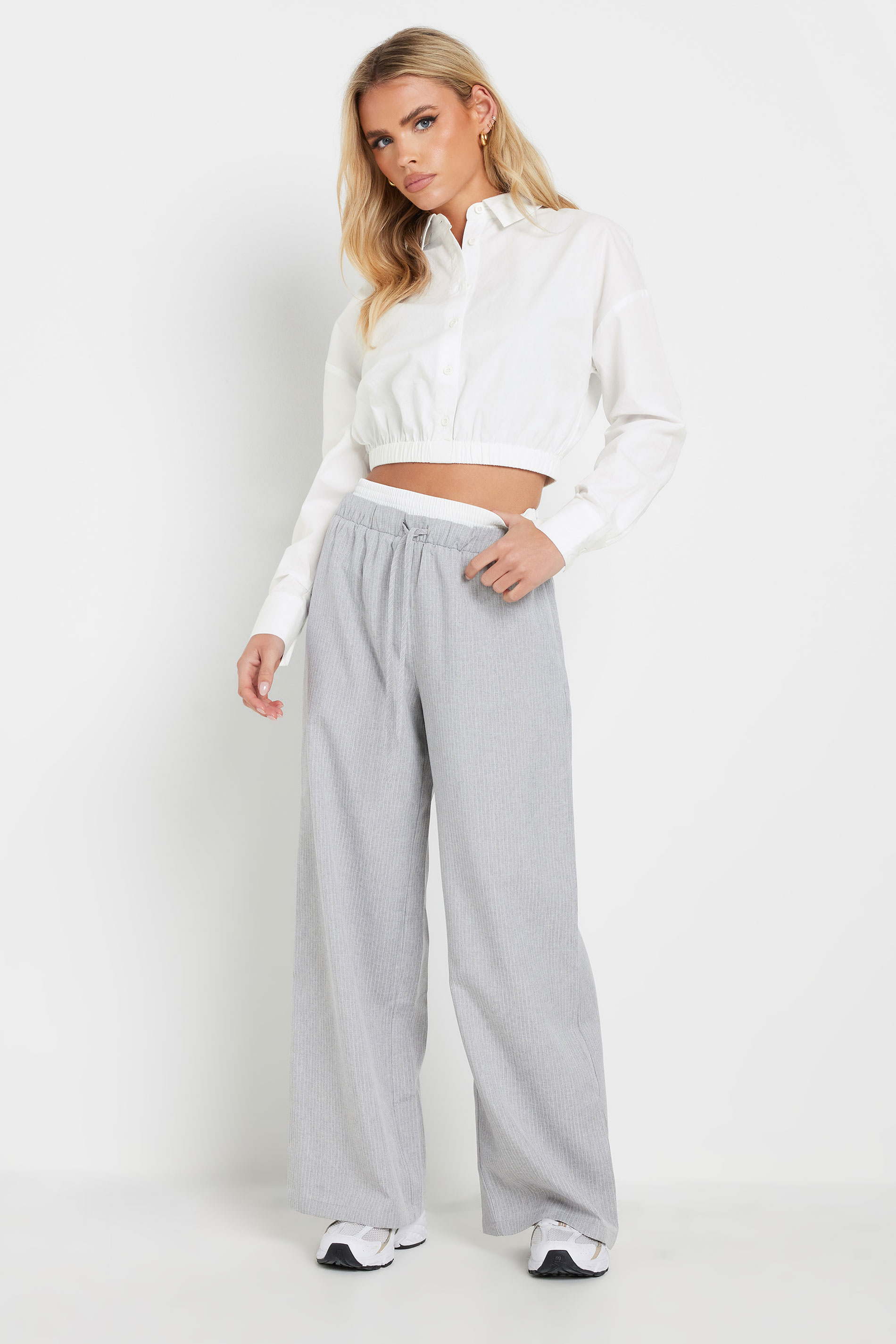PixieGirl Petite Women's White Elasticated Hem Cotton Shirt | PixieGirl 2