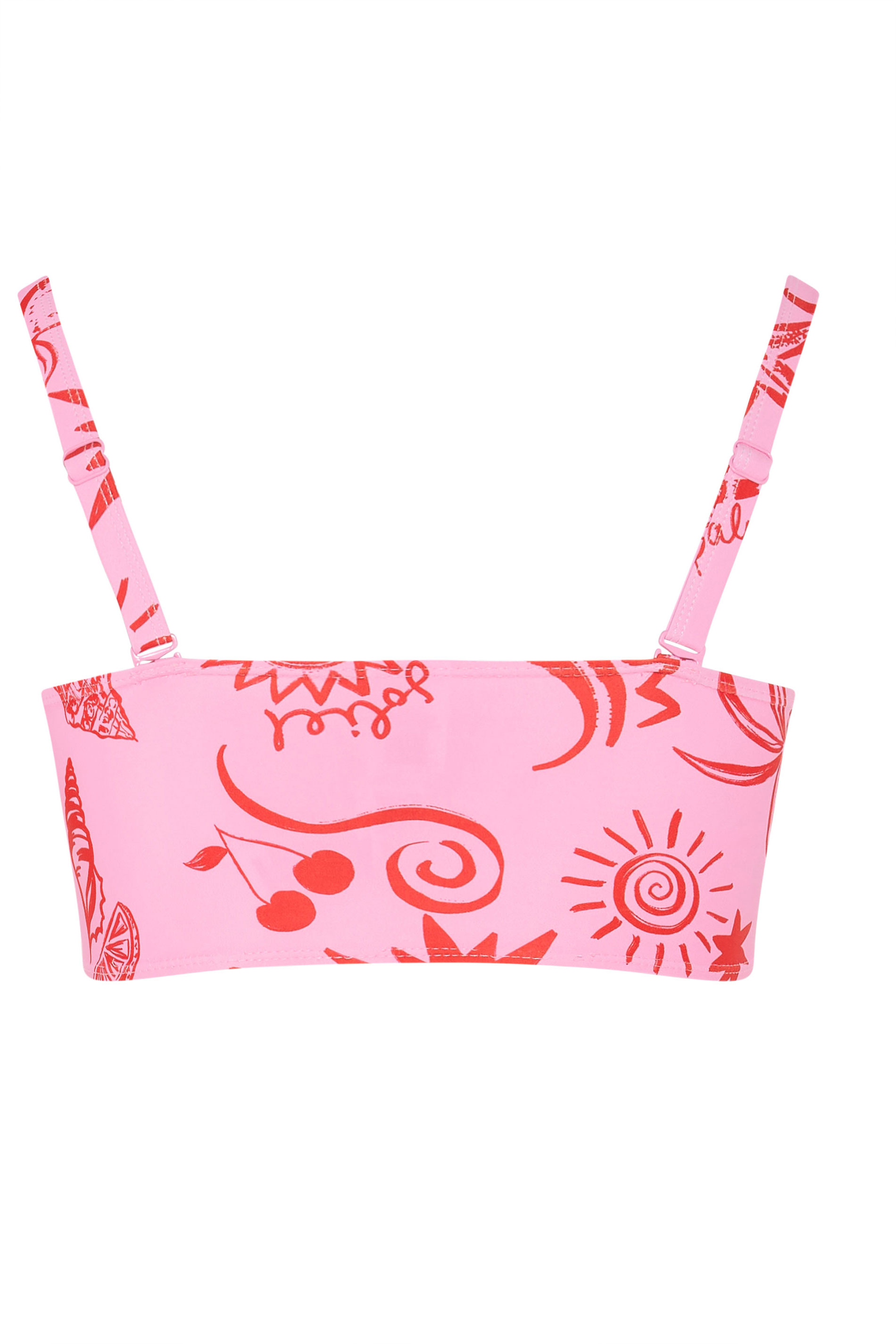 YOURS Plus Size Pink Shell Print Bandeau Bikini Top | Yours Clothing 7