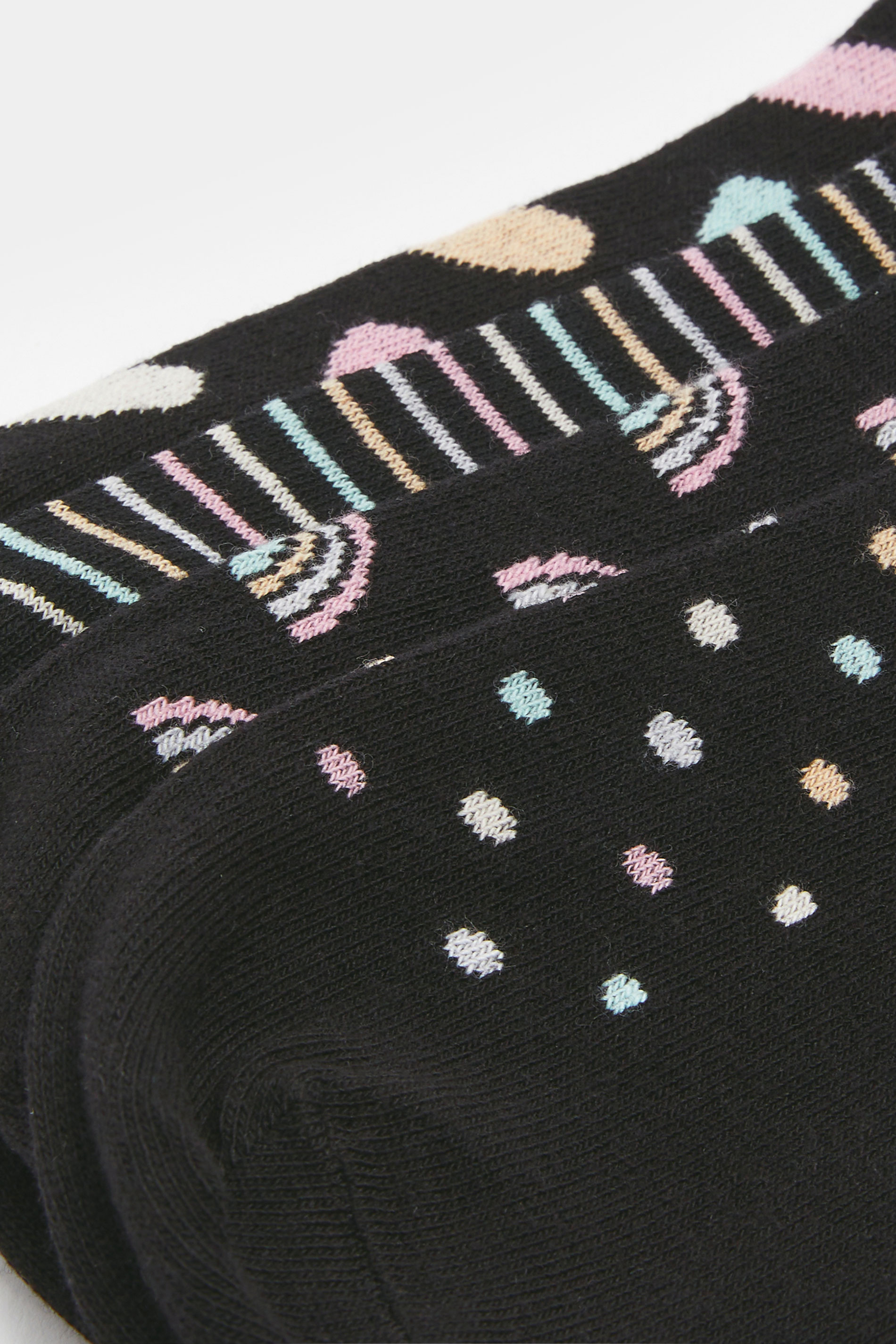 YOURSET 4 PACK Plus Size Black Heart Print Ankle Socks | Yours Clothing 5