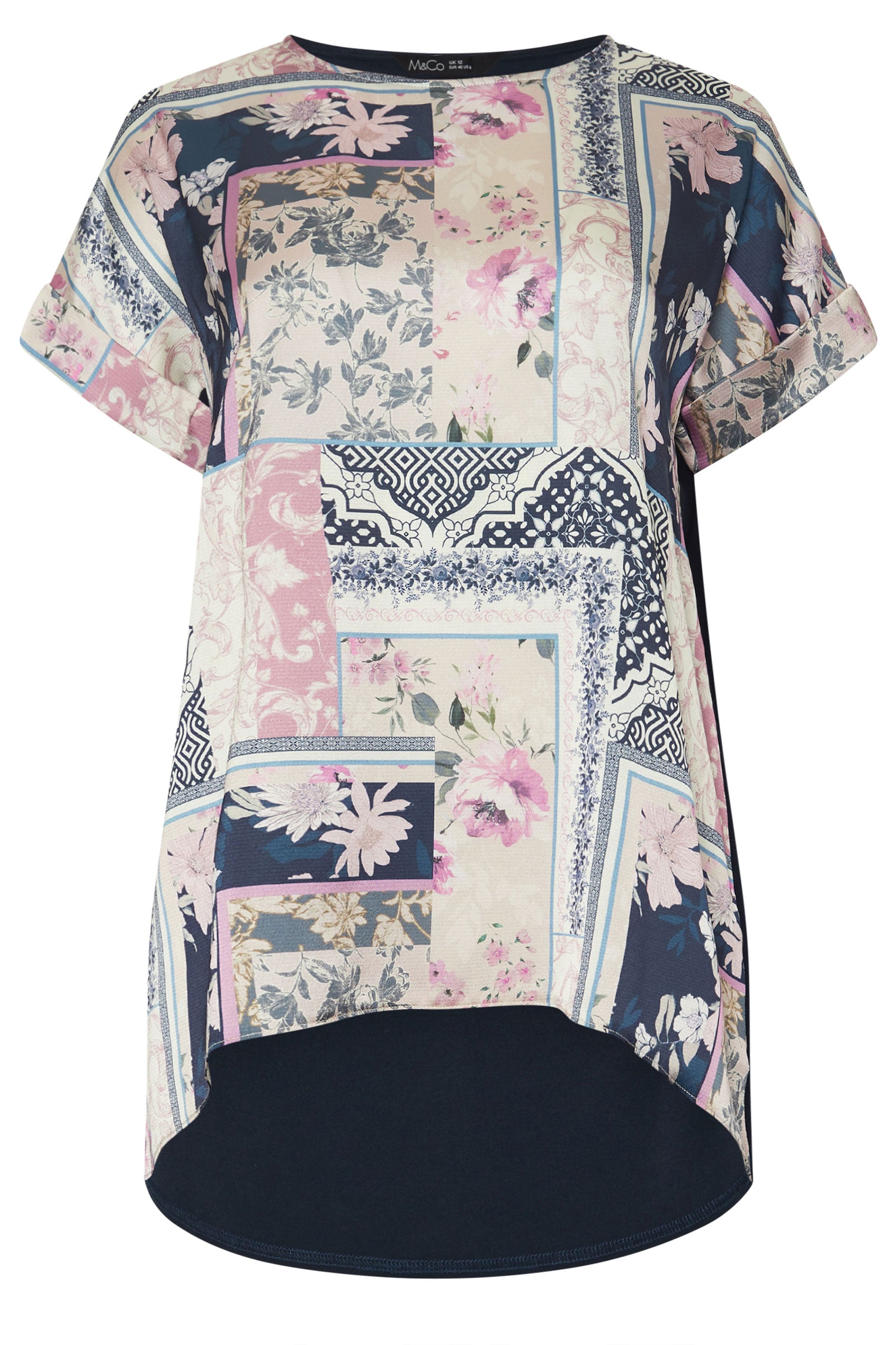 M&Co Navy Blue Scarf Print Top | M&Co 6